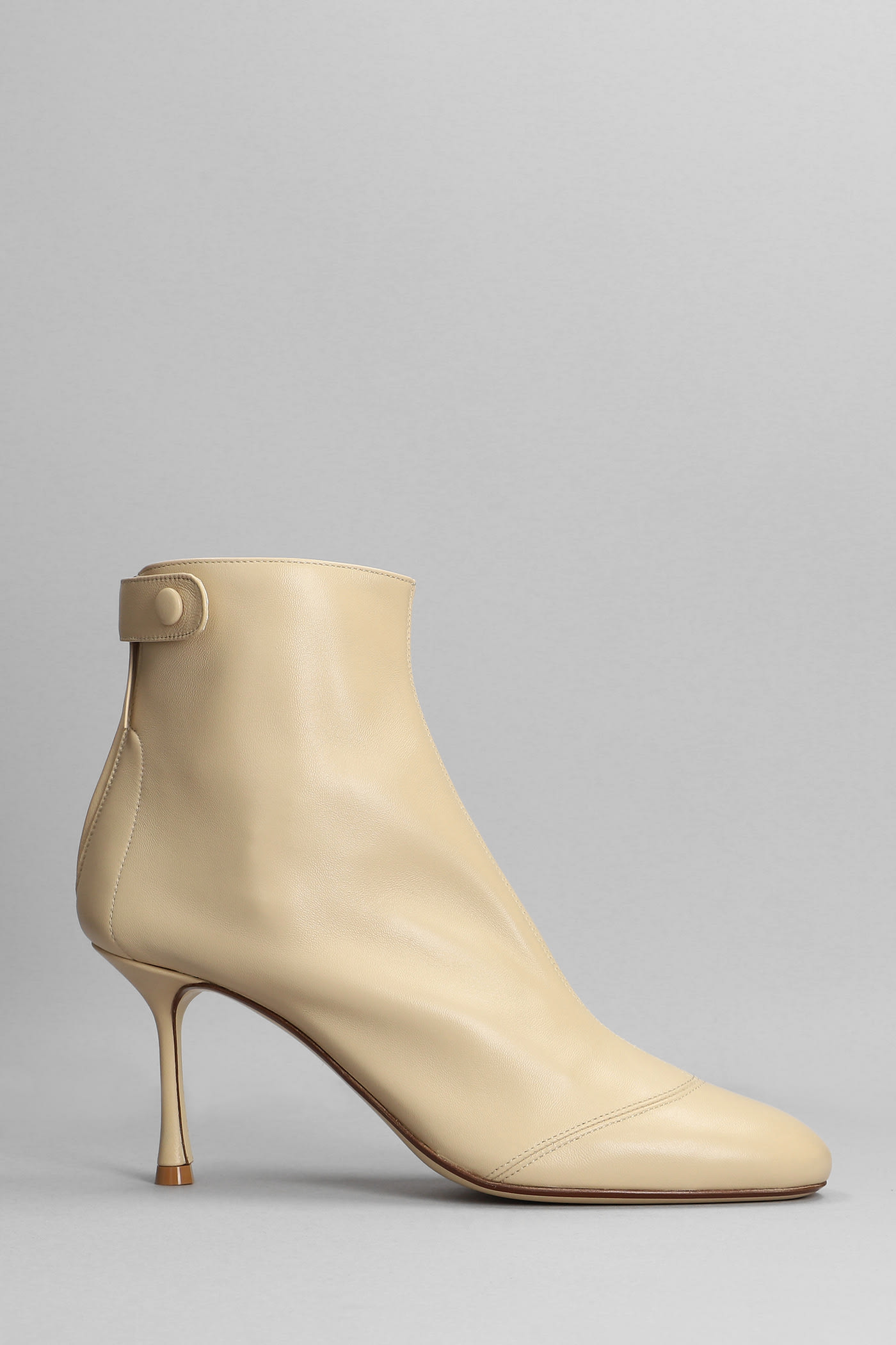 Francesco Russo High Heels Ankle Boots In Beige Leather
