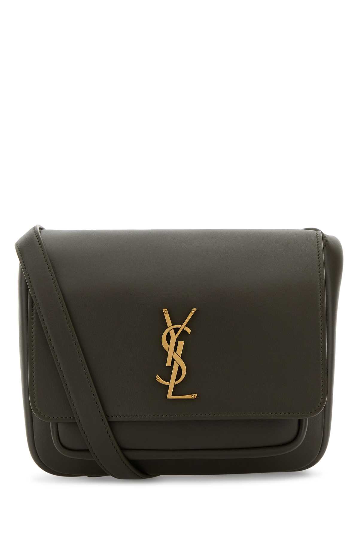 Saint Laurent Mud Leather Niki Saddle Crossbody Bag In Gray