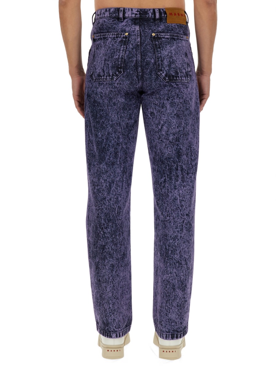 Shop Marni Marbled Effect Jeans In Blue