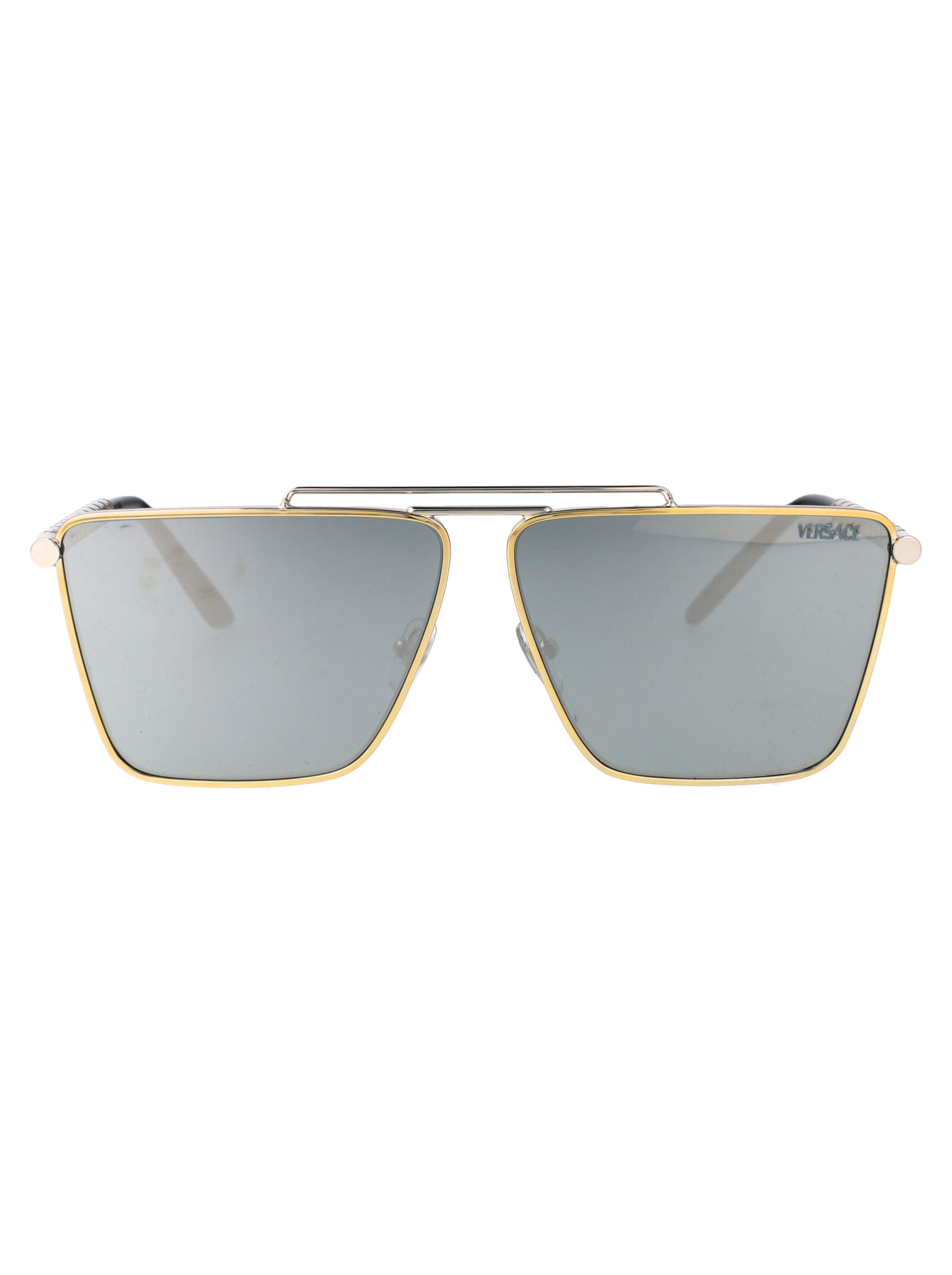 Shop Versace 0ve2266 Sunglasses In 15141u Gold/silver