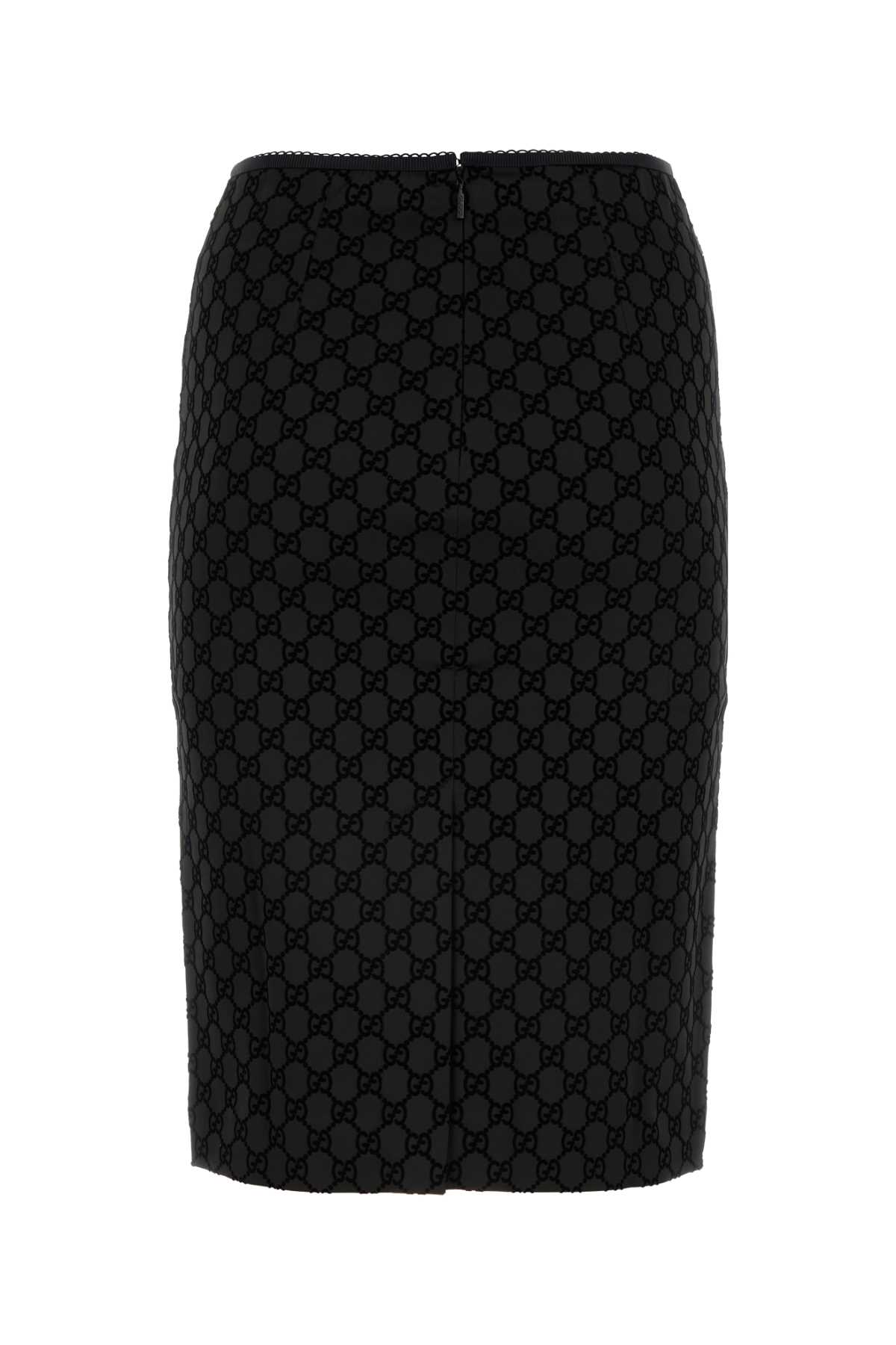 Gucci Black Duchesse Skirt In Blackmix