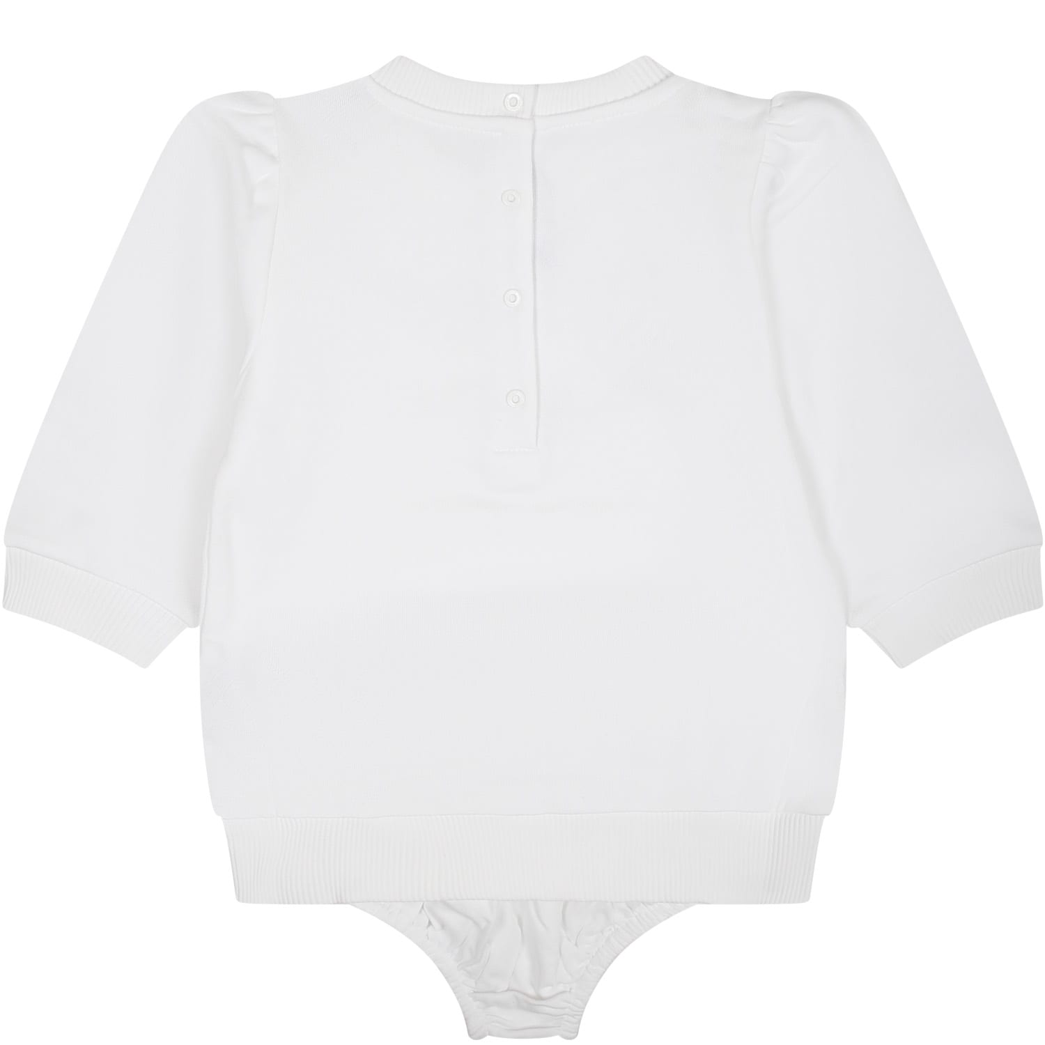 Shop Balmain White Dress For Baby Girl With Logo