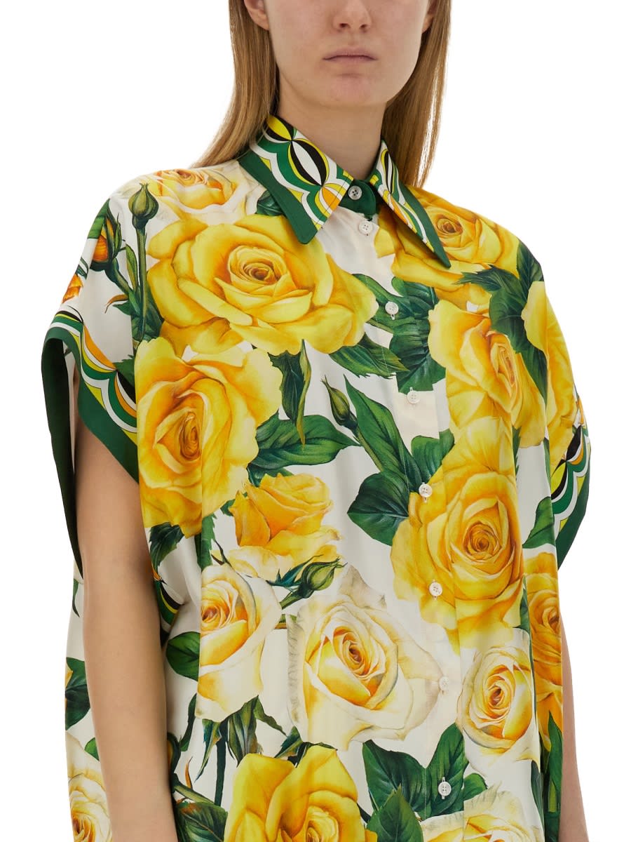 Shop Dolce & Gabbana Flower Print Shirt In Yellow