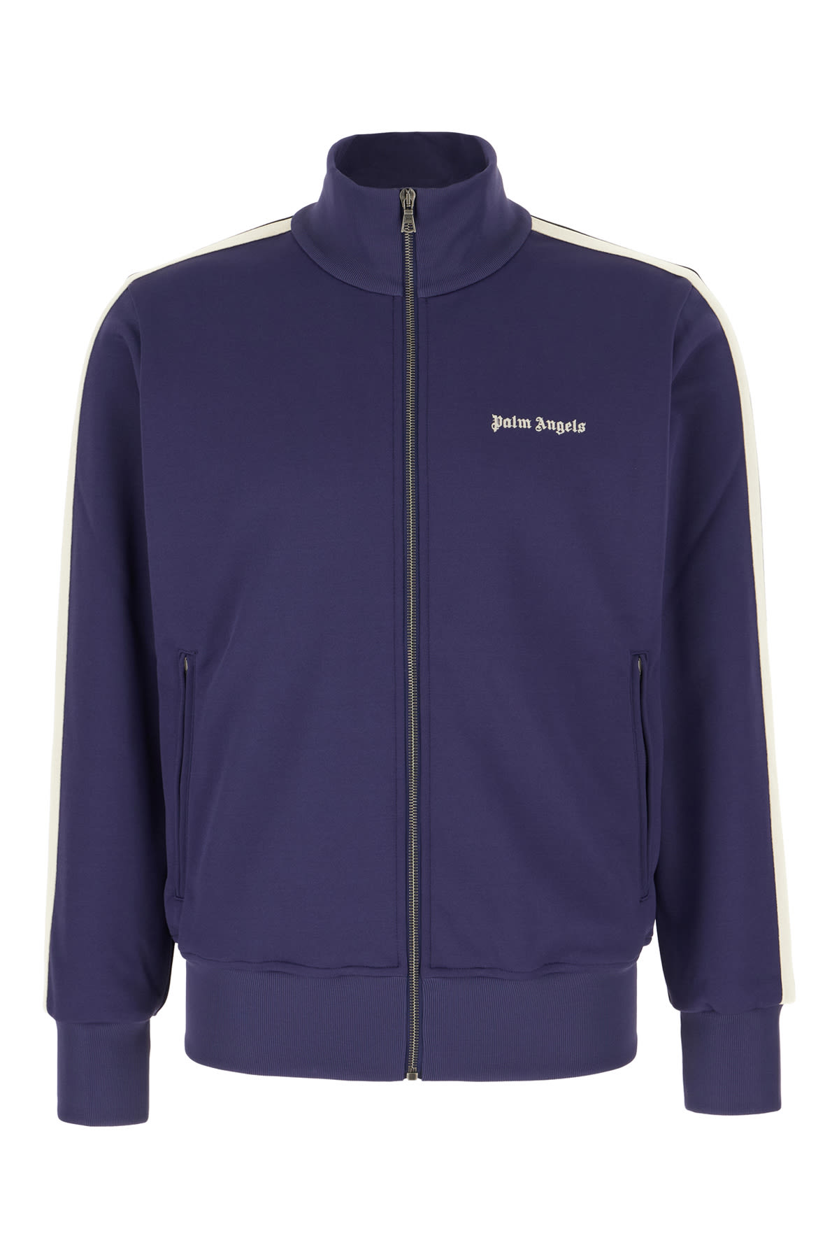 Shop Palm Angels Purple Polyester Sweatshirt In Navy Blue Off White