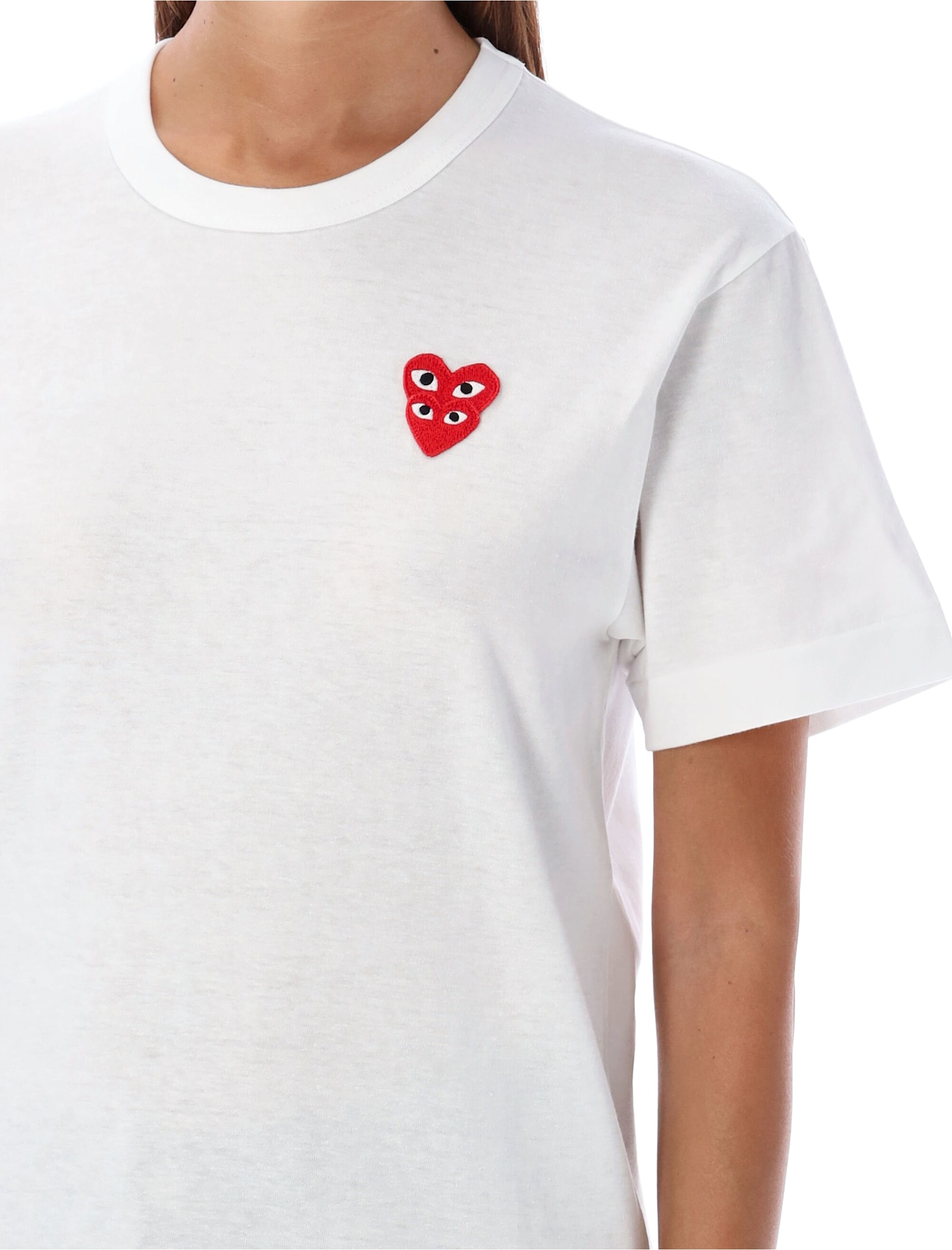 Comme Des Garçons Play Double Patch T-shirt In White
