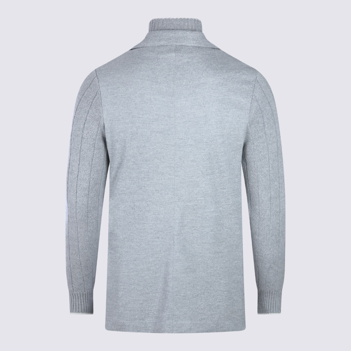 Eleventy Knitted-sleeve Two-button Jacket In Blue