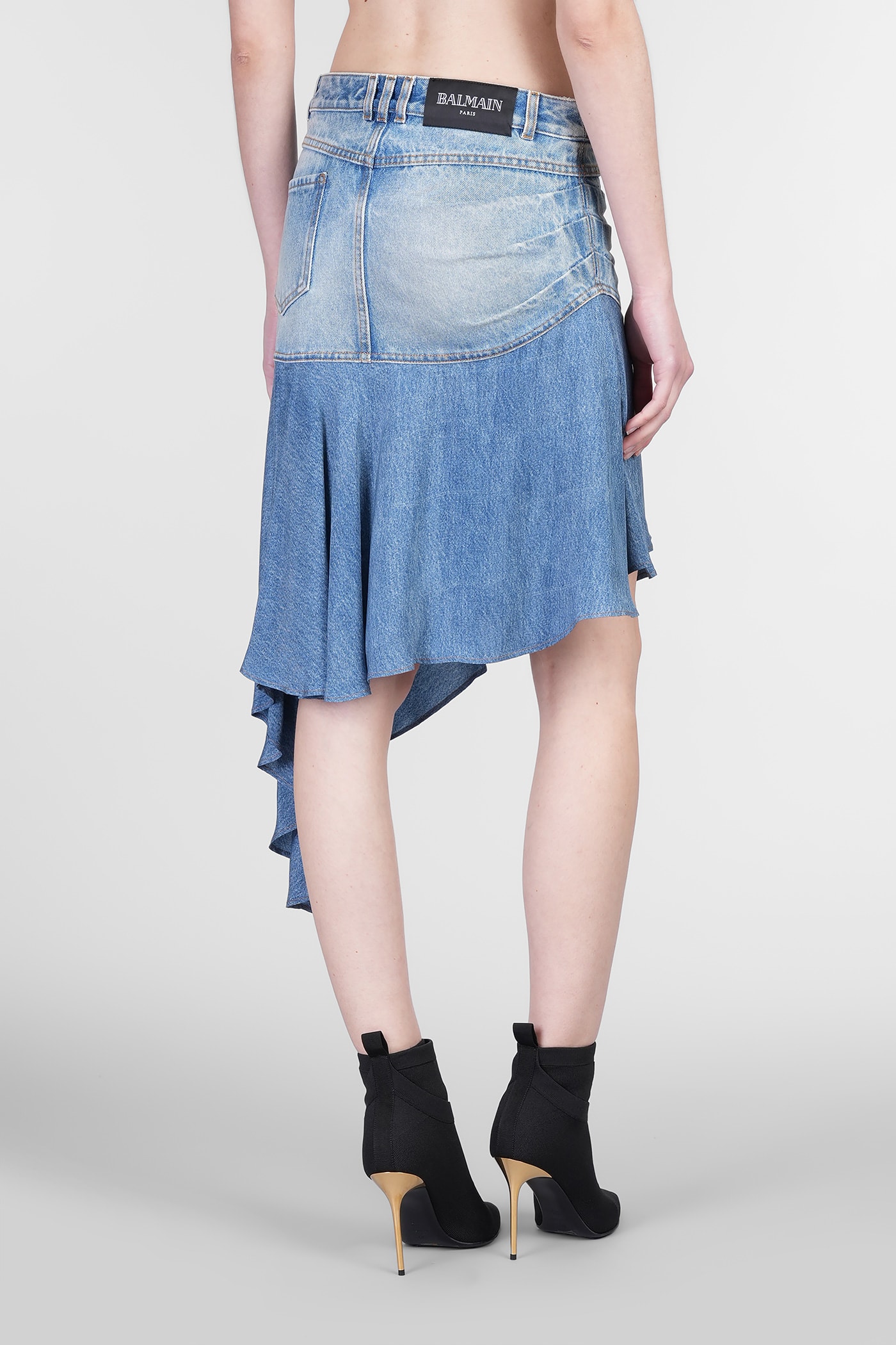 Balmain Skirt In Blue Cotton In Blue