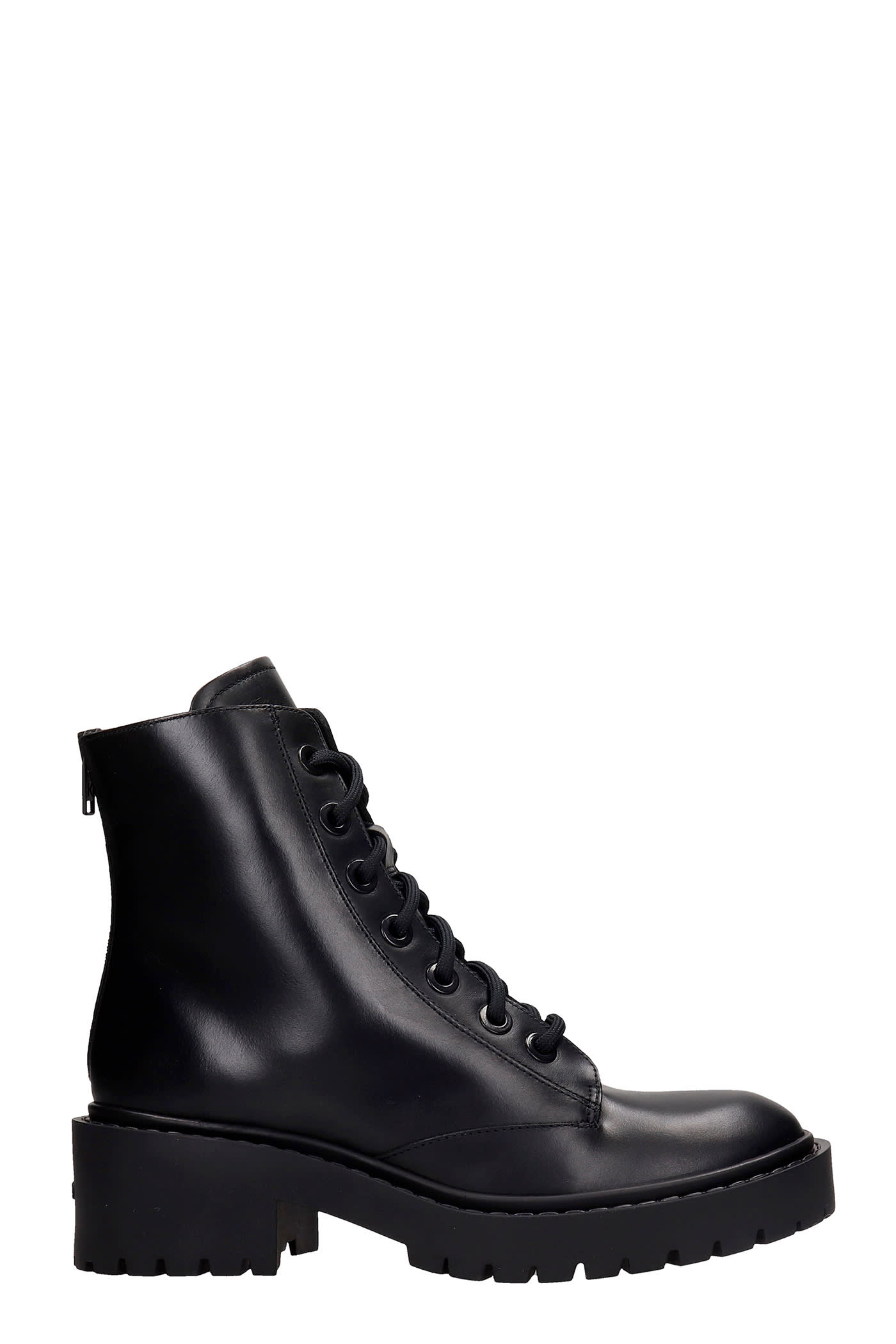Buy Kenzo Combat Boots In Black Leather online, shop Kenzo shoes with free shipping