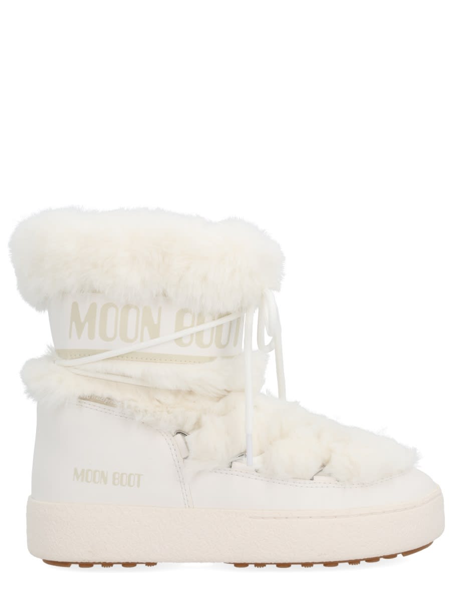 Moon Boot Ltrack Monaco Faux Fur-trimmed Shell And Faux Leather Snow Boots In White