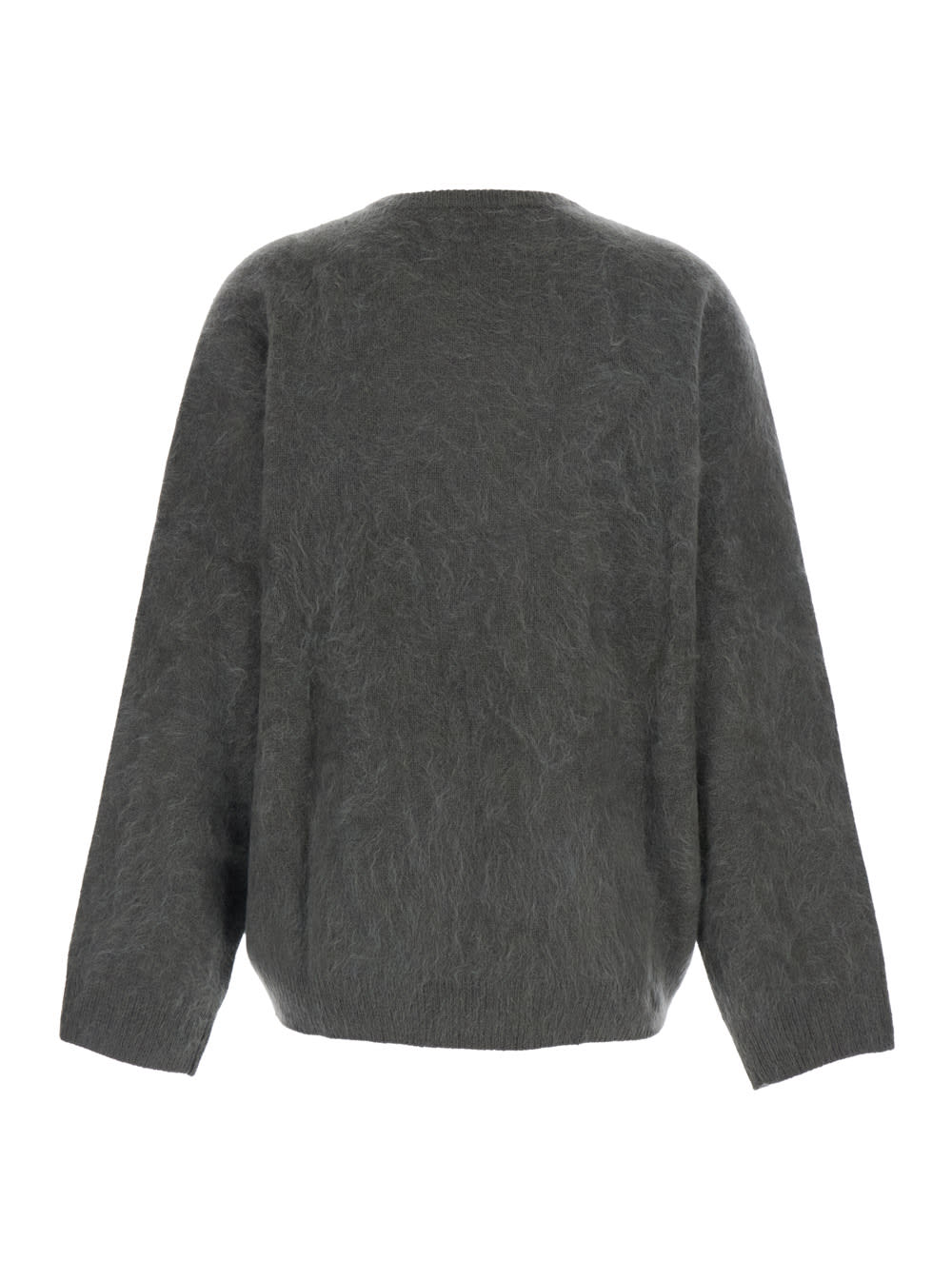 Goat Grey Sweater With V Neck And Brushed Effect In Cashmere Woman In Gray