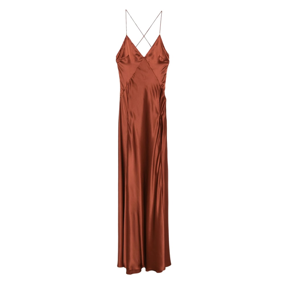 Amiri Satin Dress In Brown
