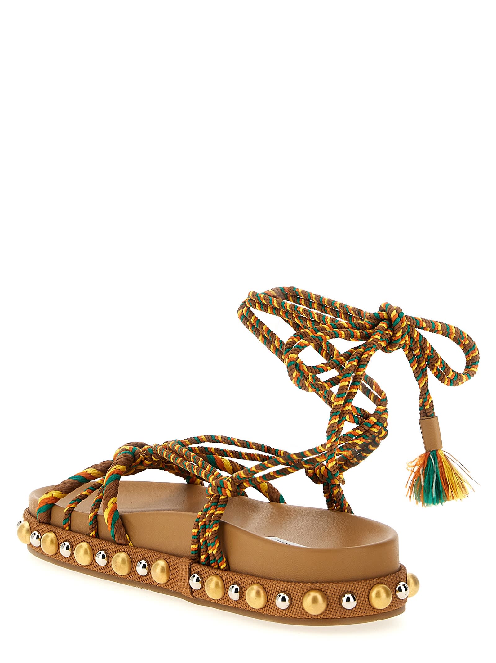 Aquazzura Tropical Rope Embellished Raffia Sandals