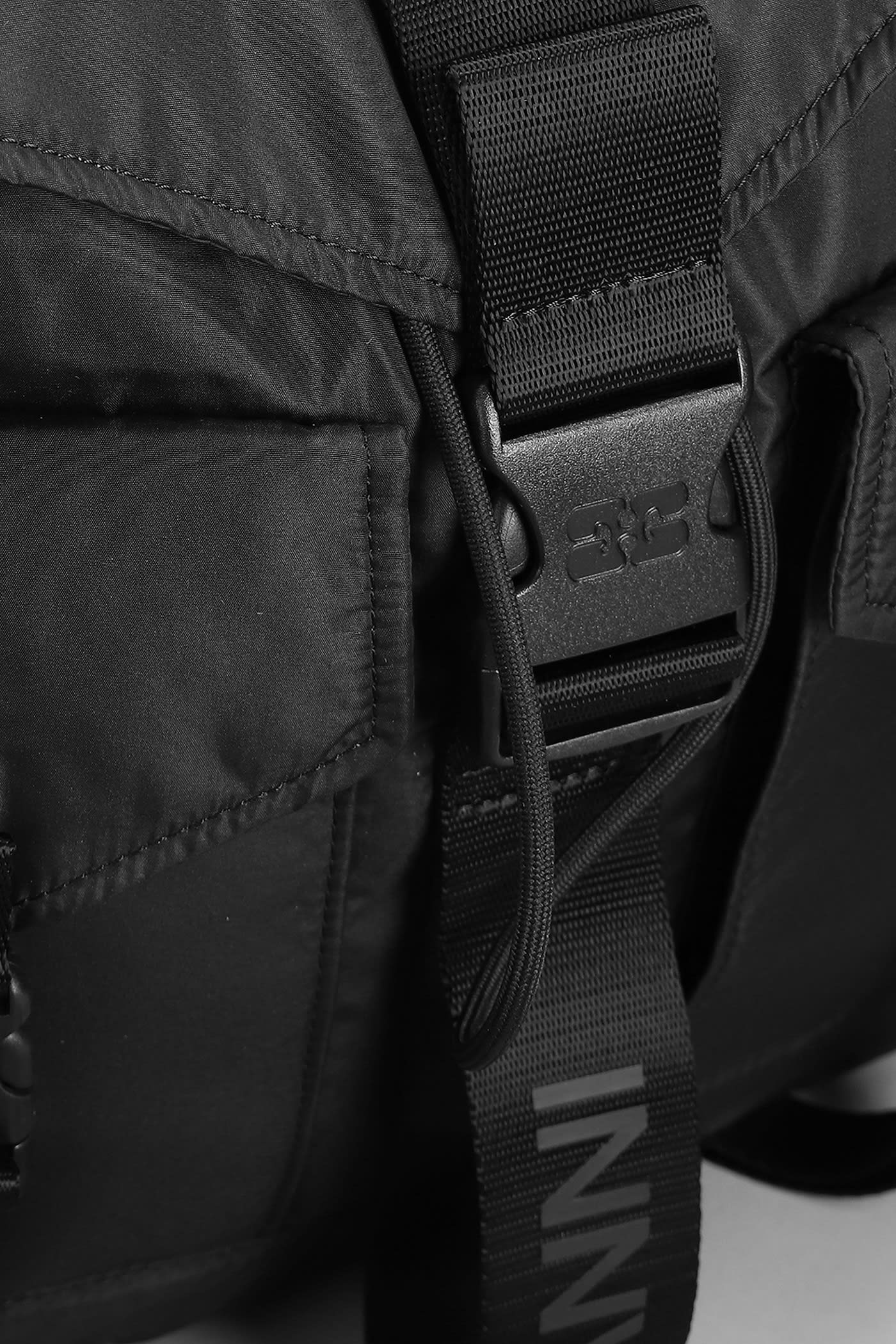 Ganni Tech Black Backpack In Nero