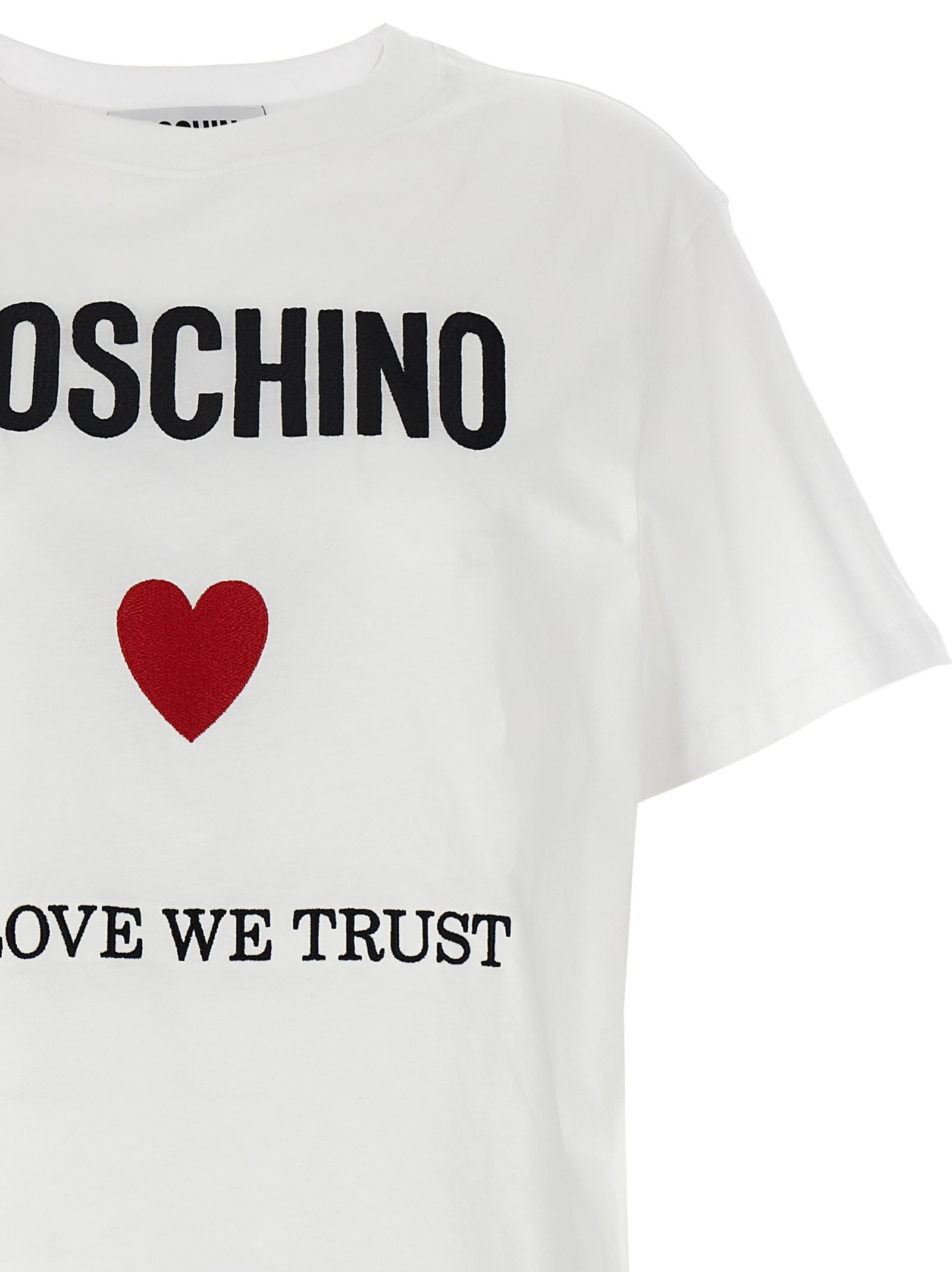 Shop Moschino In Love We Trust T-shirt In Bianco