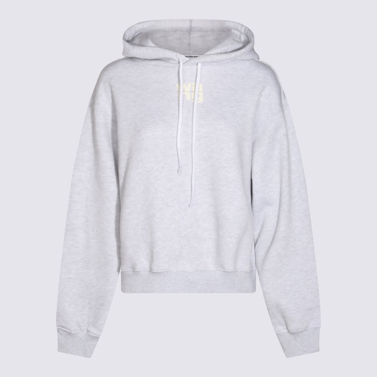 Shop Alexander Wang Light Grey Cotton Terry Hoodie Sweatshirt In Light Heather Grey