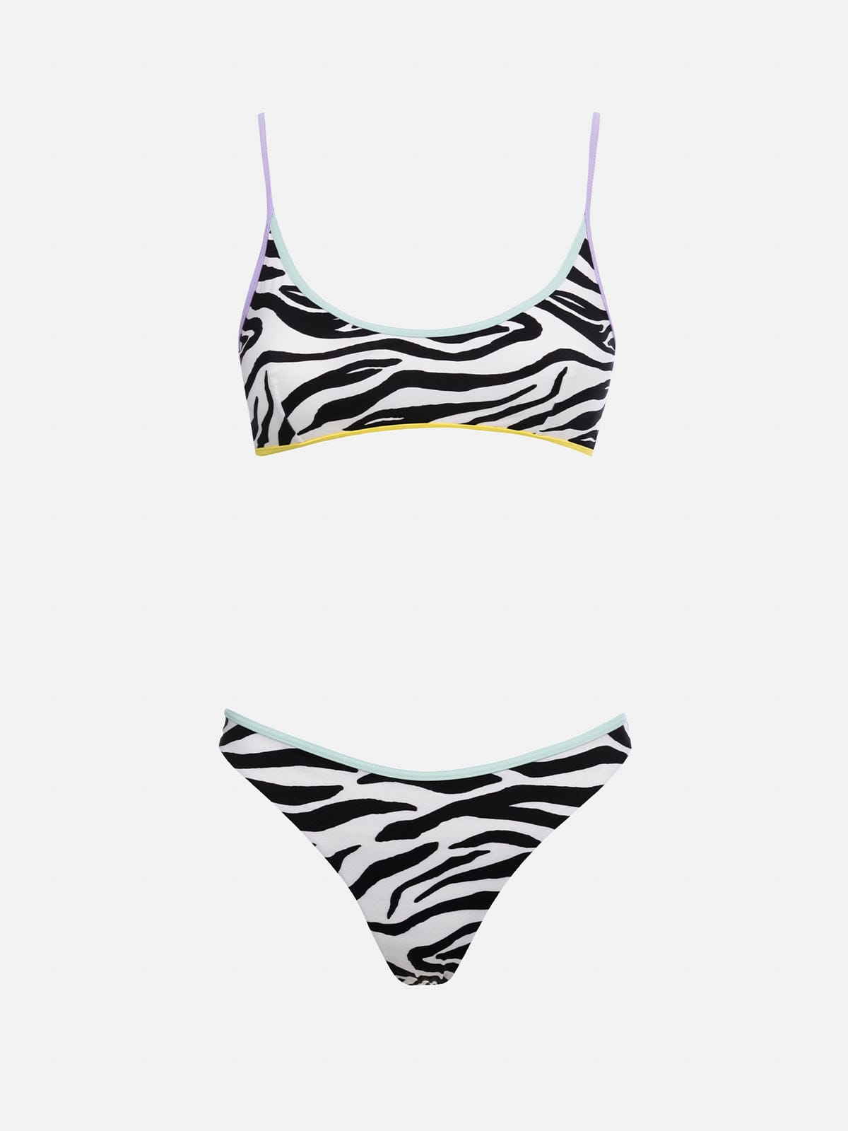 Mc2 Saint Barth Woman Zebra Bralette Beach Top Judy With Piping In White