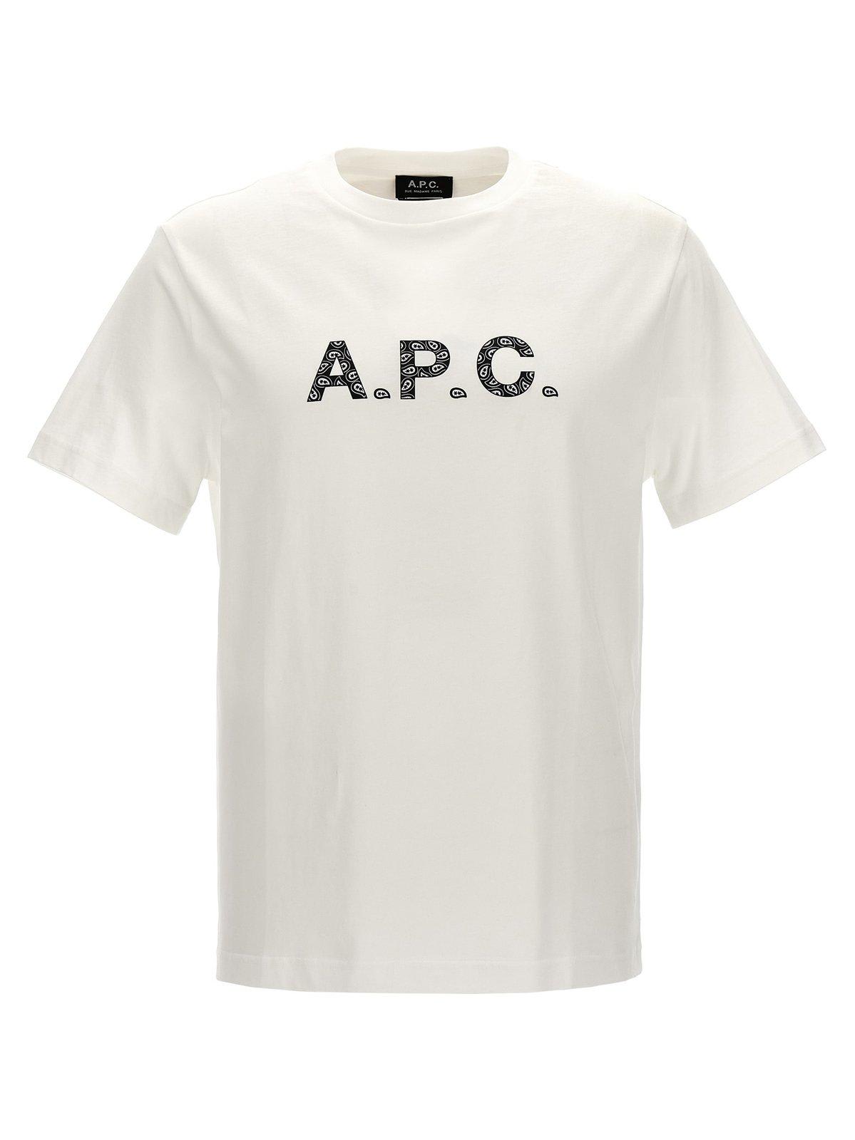 Apc Logo Printed Crewneck T-shirt In Bianco