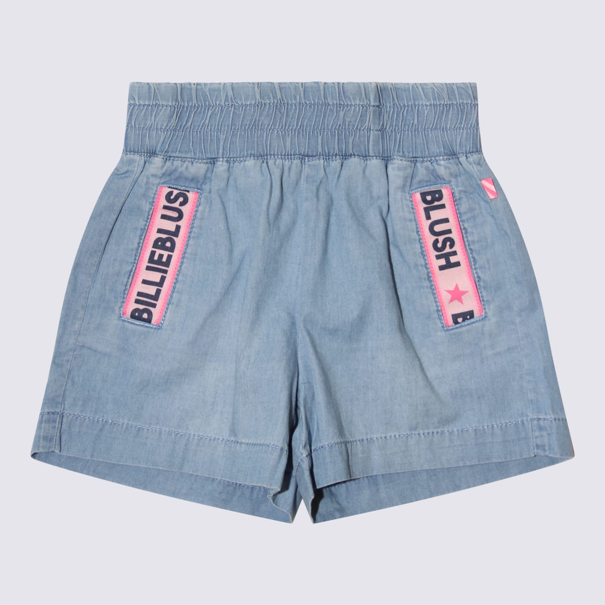 Shop Billieblush Blue Cotton Shorts In Double Stone/brossage