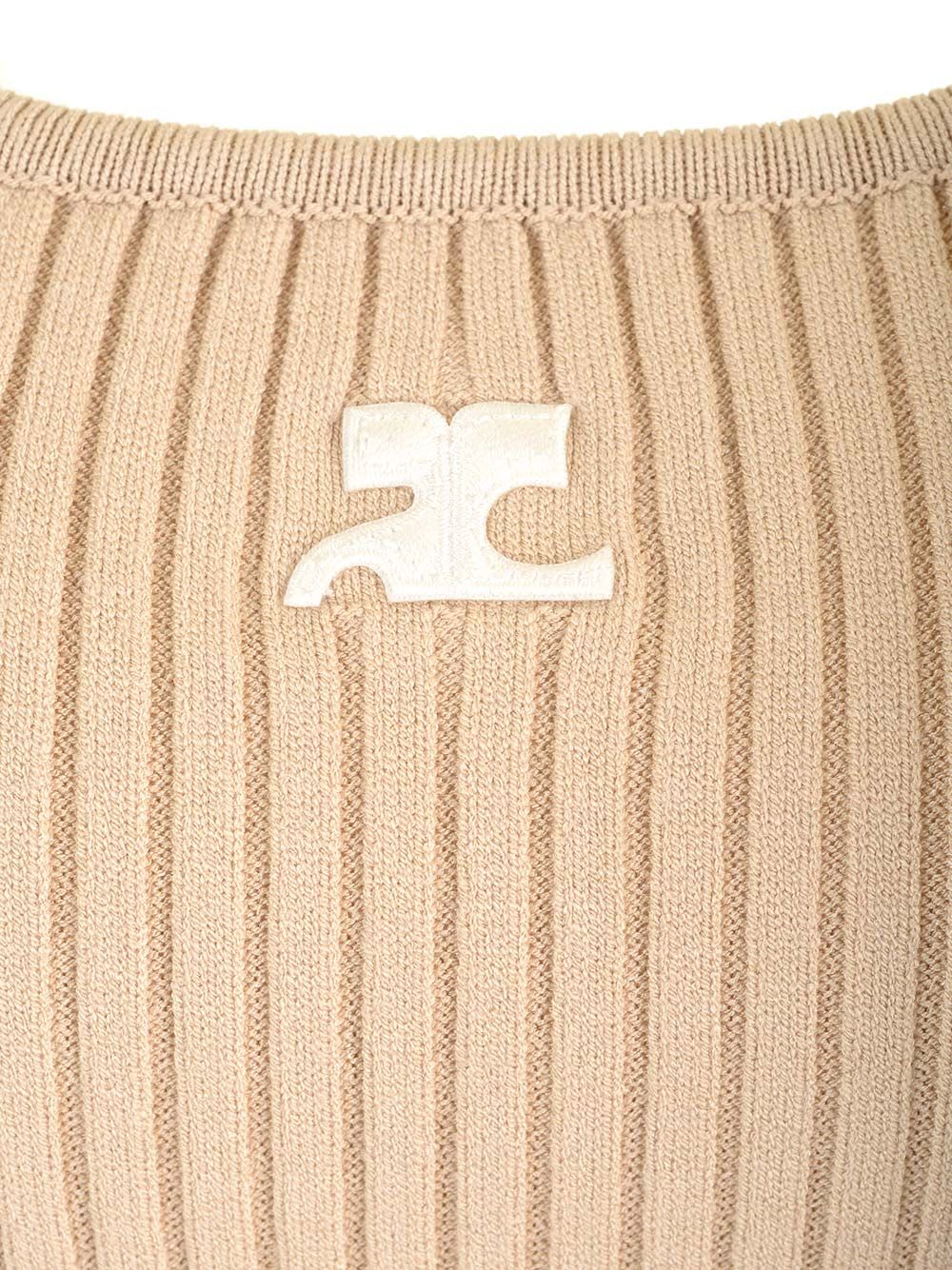 Courrèges Ribbed Tank Top In Brown