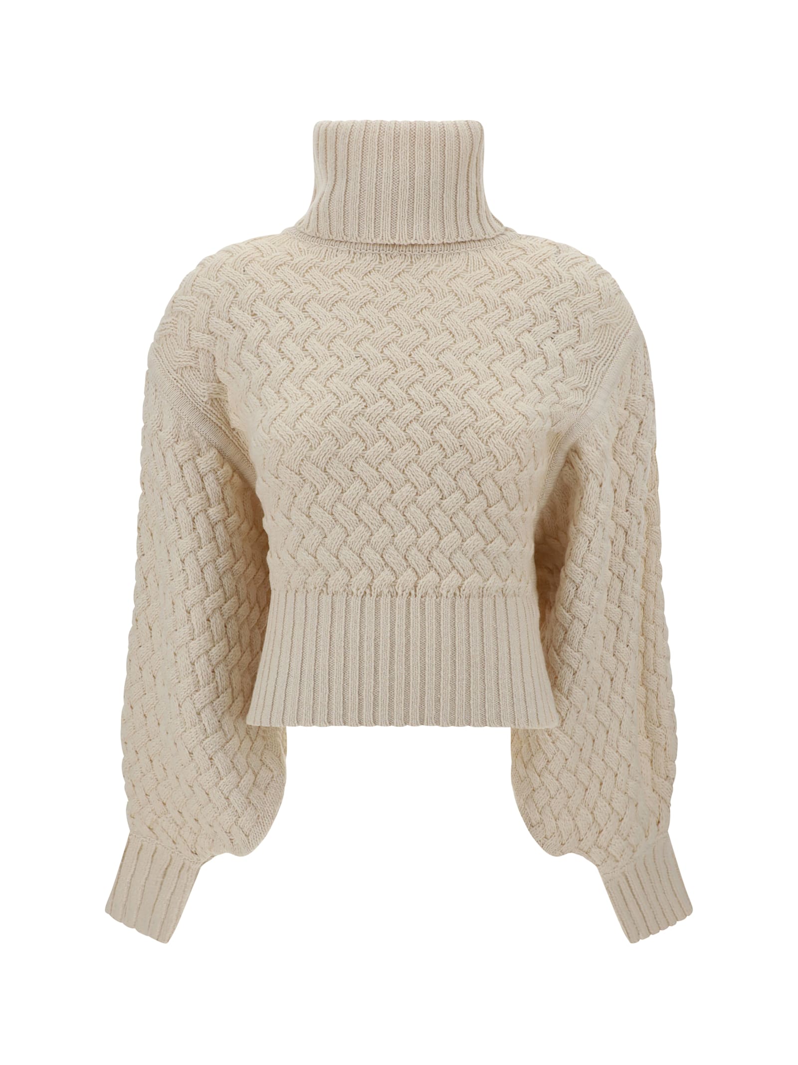 Shop Zimmermann Turtleneck Sweater In Cream