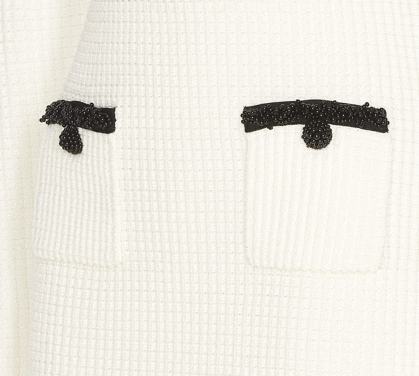 Self-portrait Textured White Dress With Beaded V-neckline In White