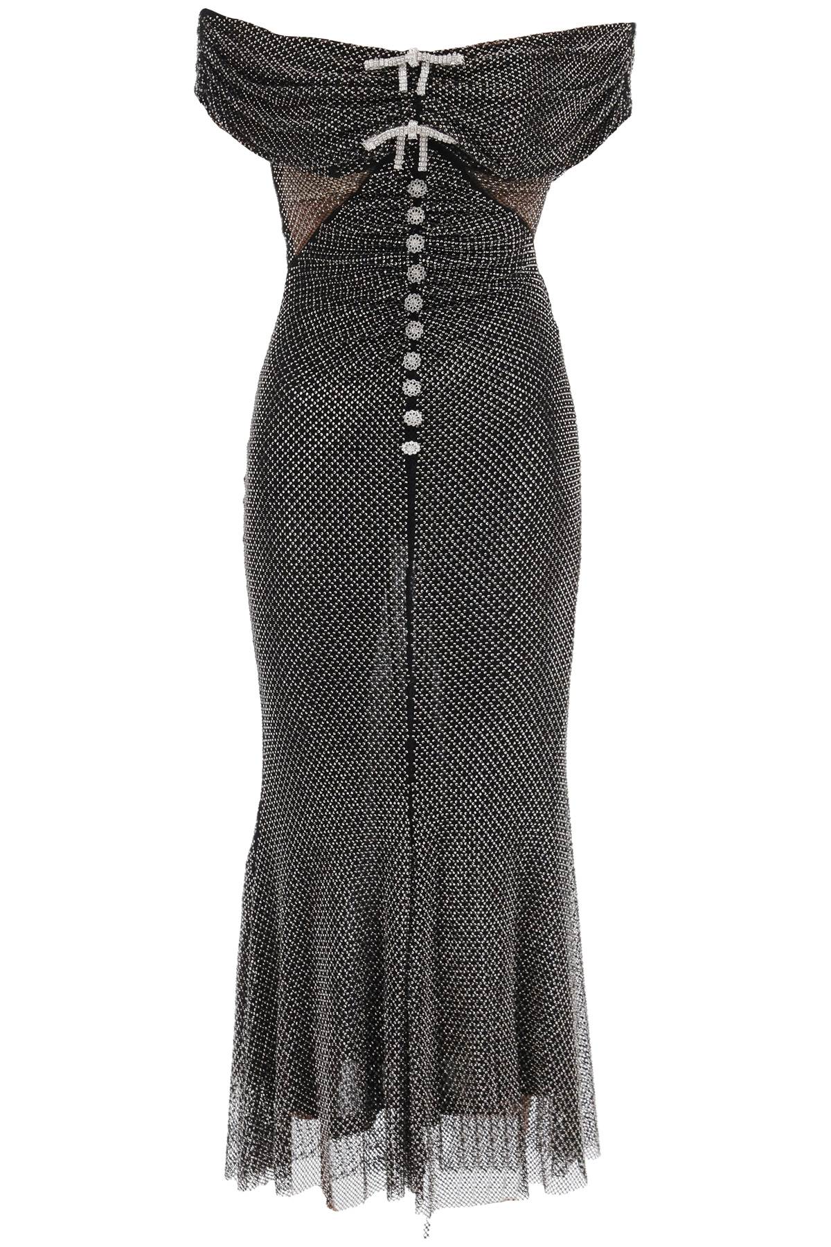 Rhinestone-studded Fishnet Knit Dress