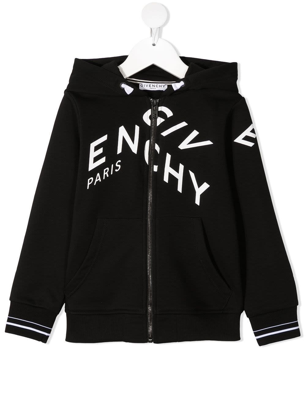 Givenchy Black Jersey Hoodie With Logo Print
