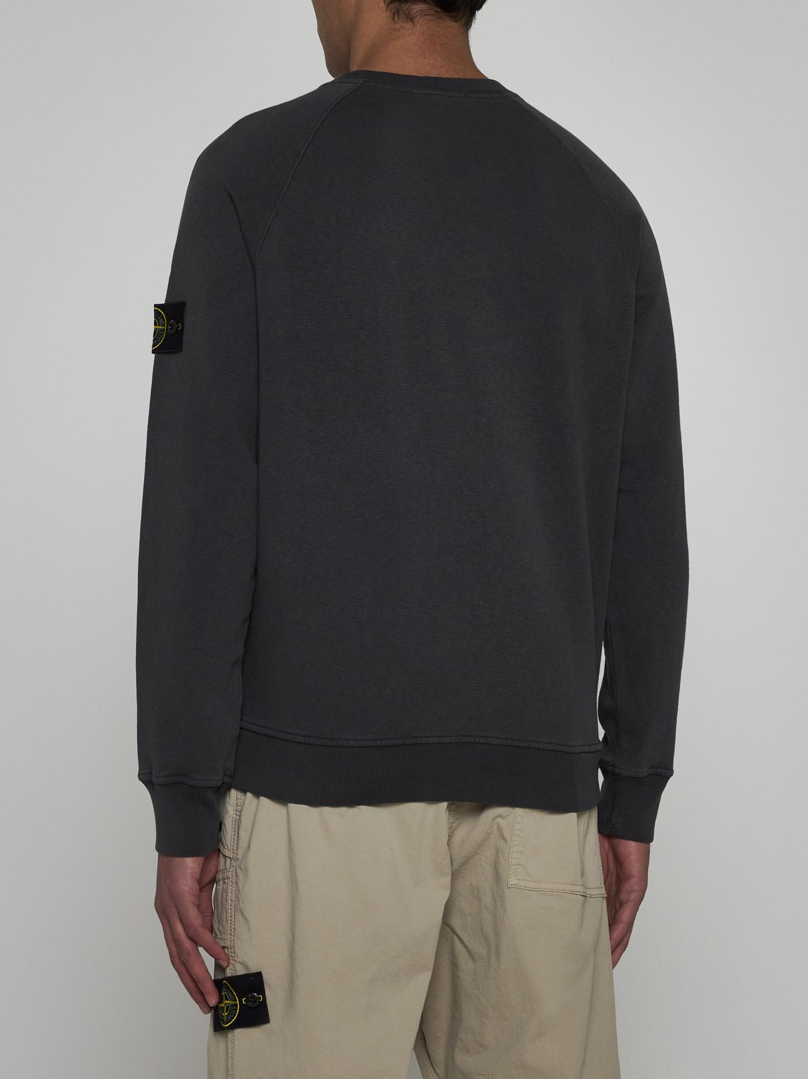 Shop Stone Island Cotton Sweatshirt In Charcoal