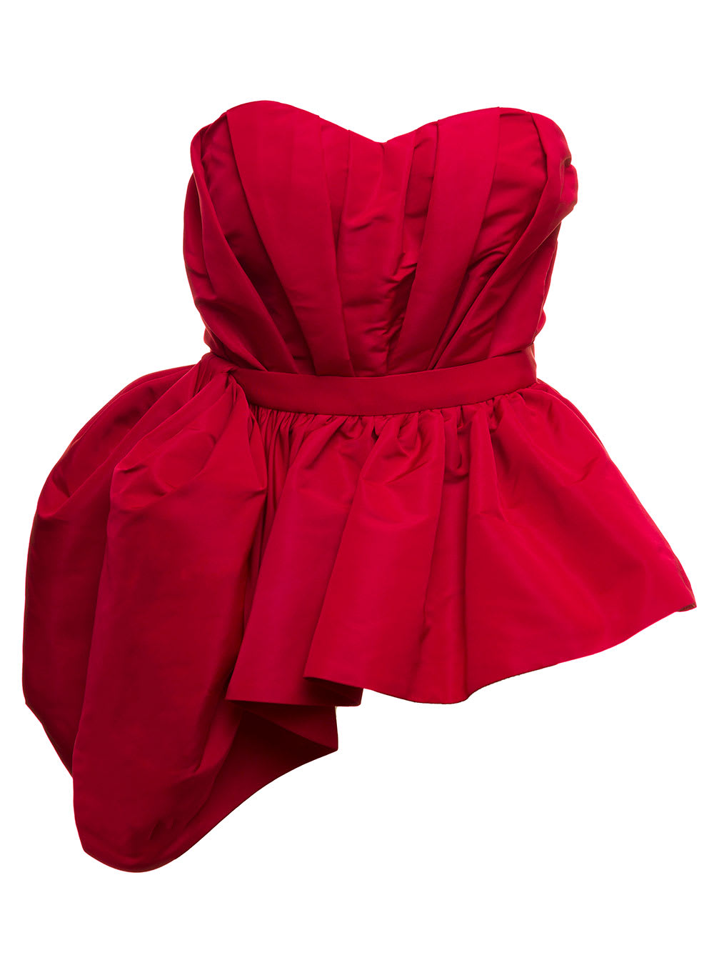 Red Polyfaille Bustier Top With Volant Alexander Mcqueen Woman