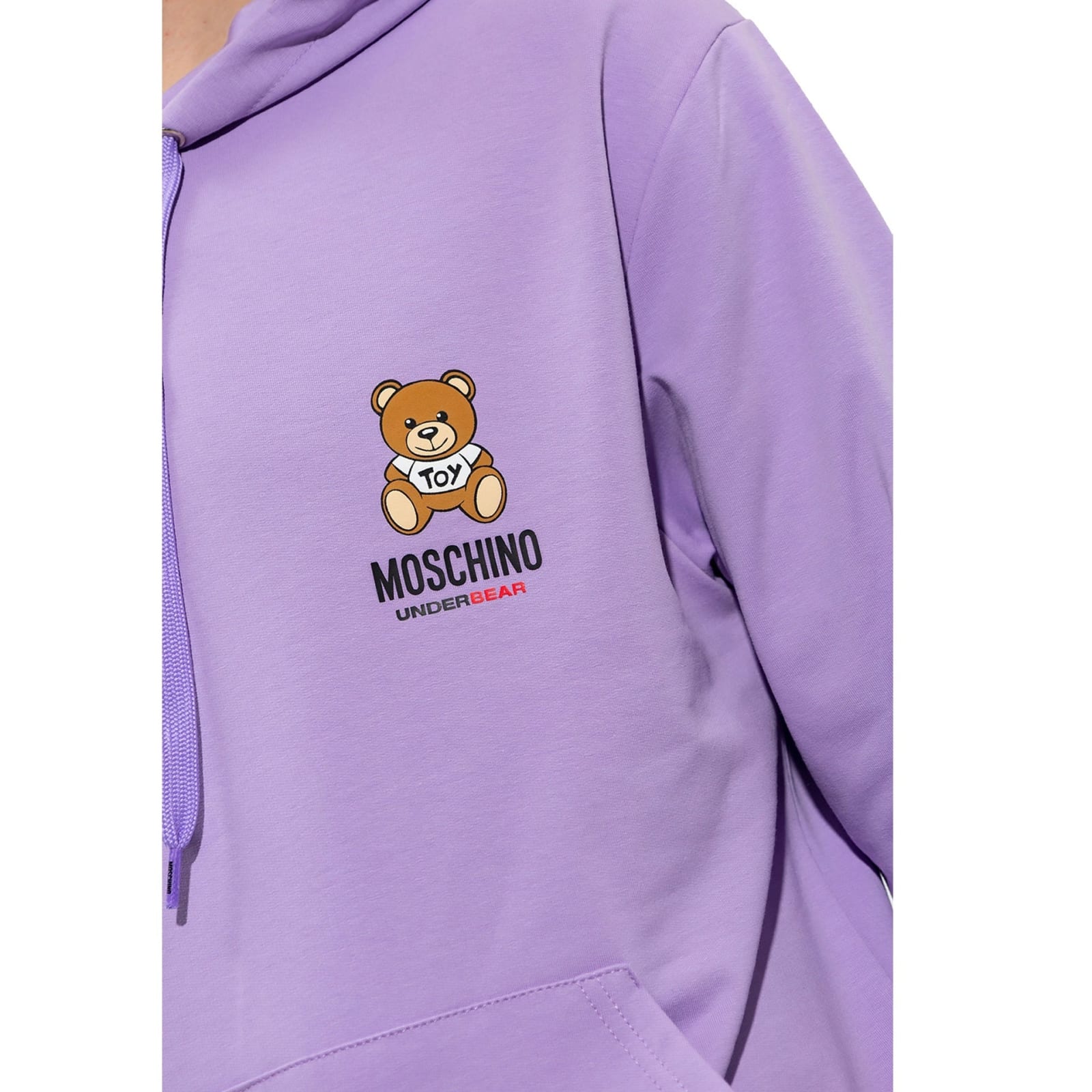 Shop Moschino Underwear Logo Hooded Sweatshirt In Purple