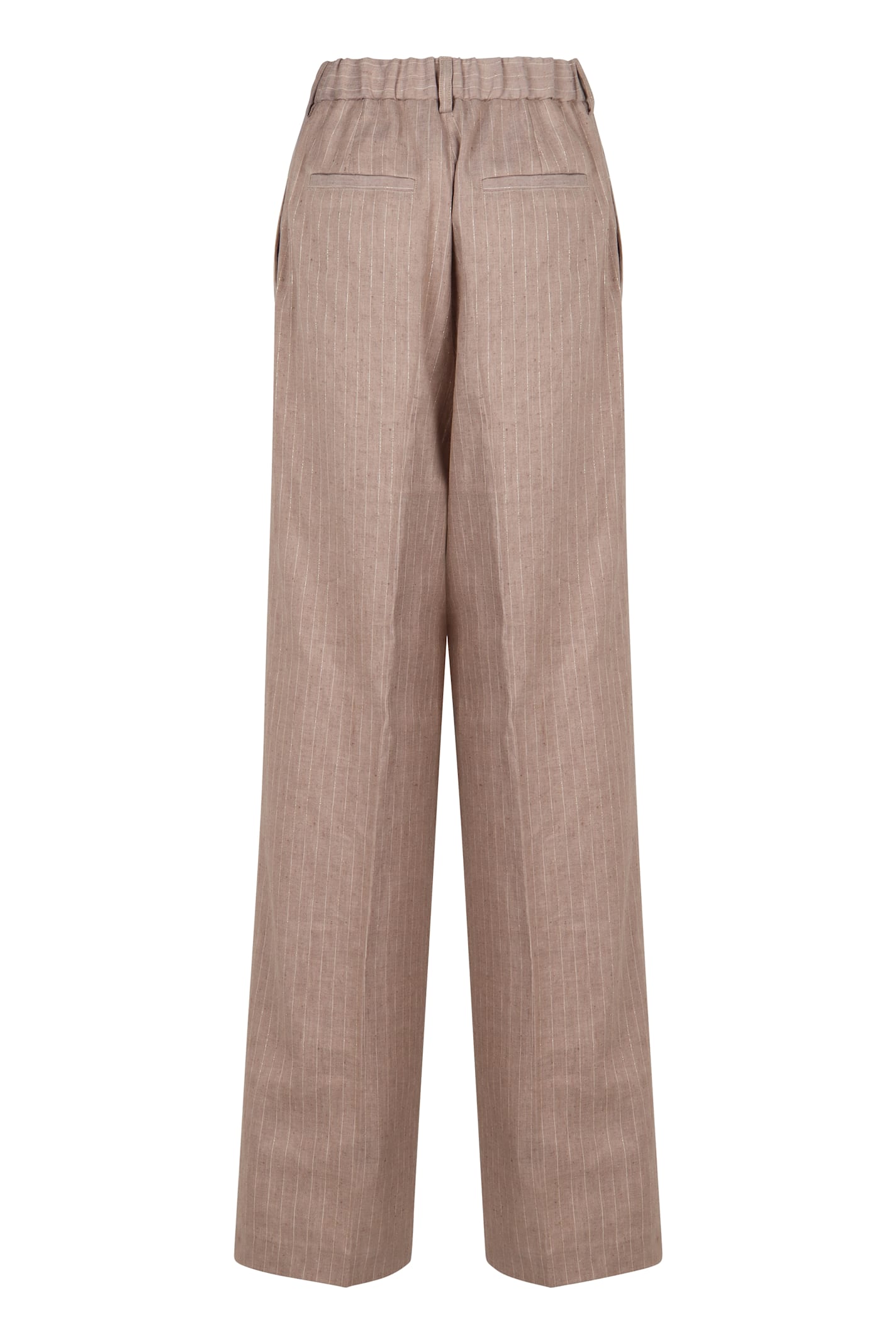 Herno Trousers In Linen Pinstripe In Beige