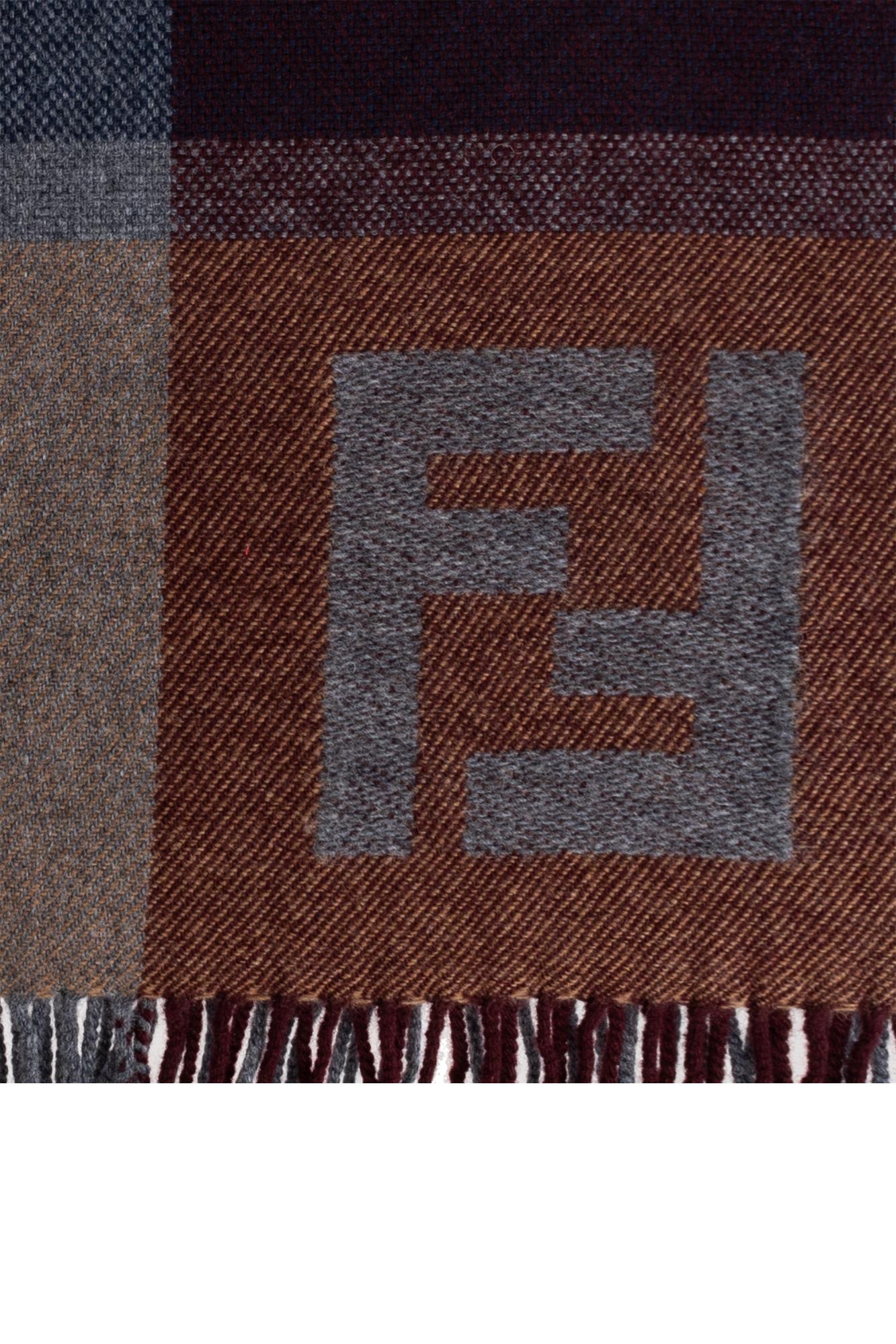 Shop Fendi Wool Scarf In Blu Bordeaux