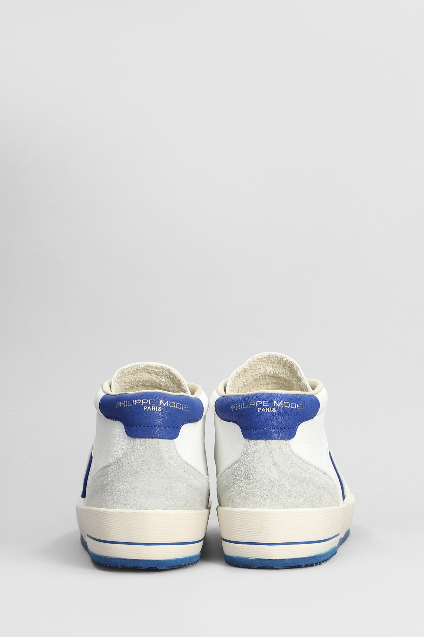 Shop Philippe Model Nice Mid Sneakers In White Suede And Leather