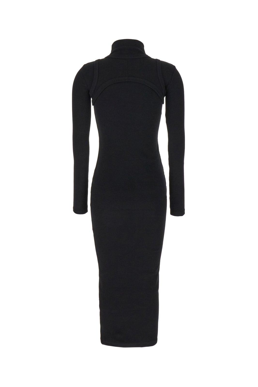 Shop Off-white High-neck Stretch Dress In Black