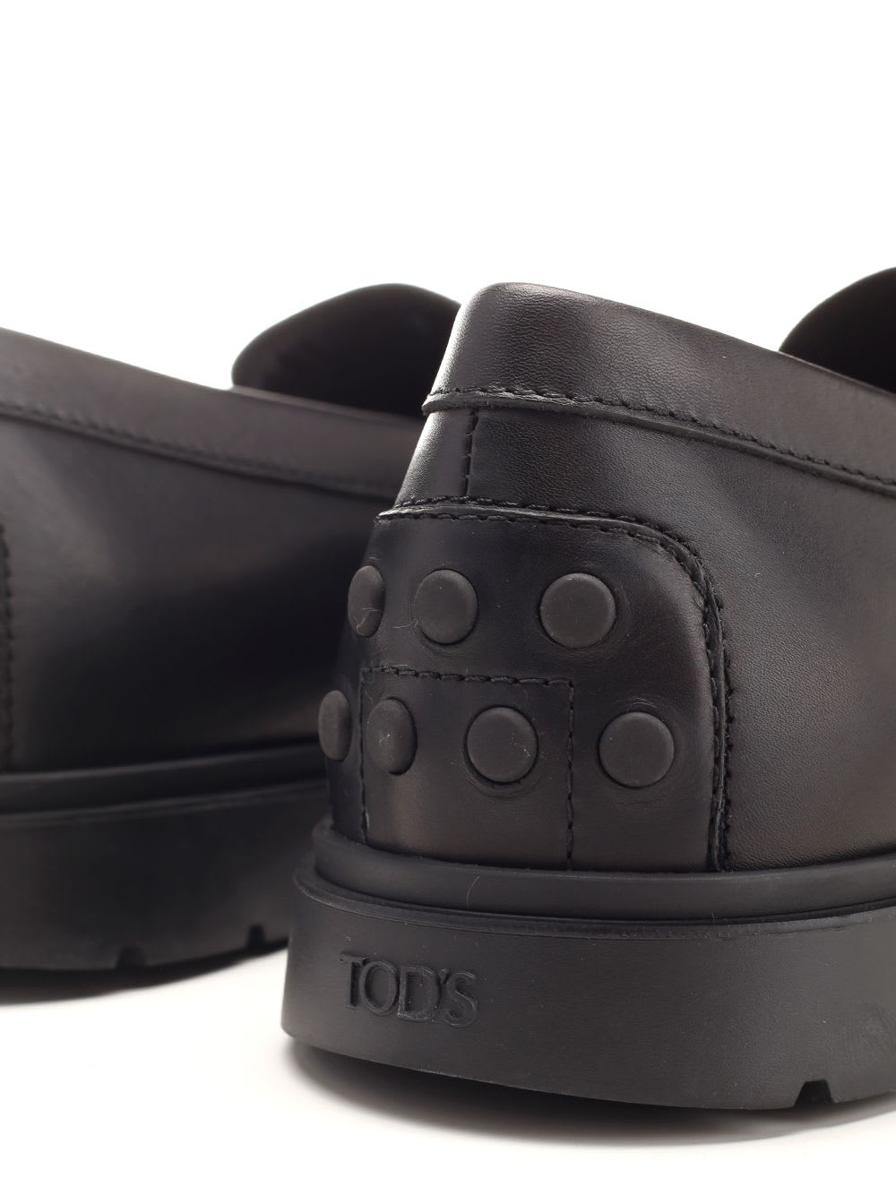 Shop Tod's Black Leather Loafers