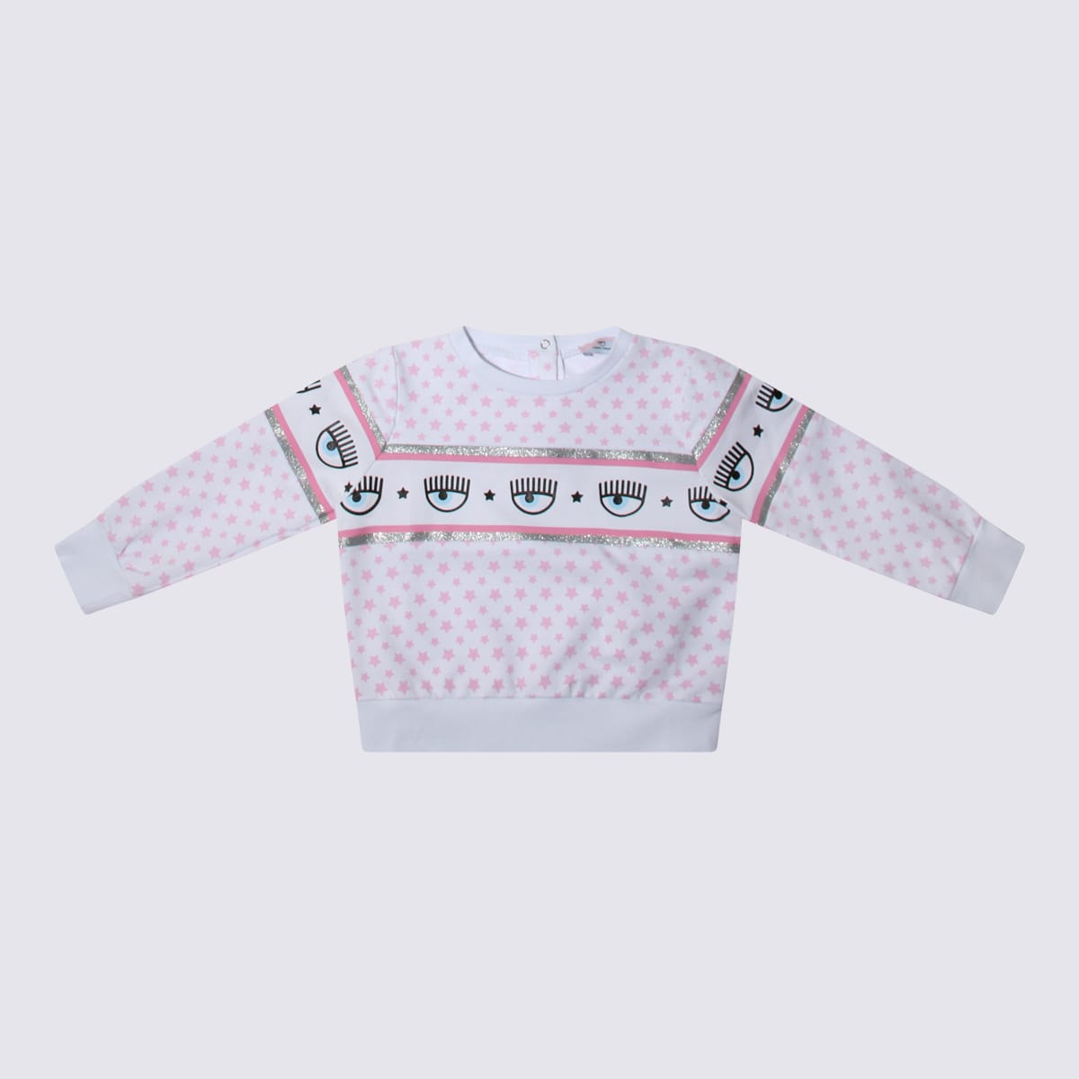 Shop Chiara Ferragni White And Pink Fairytale Cotton Eyestar Sweatshirt In Bianco+rosa Fairytale