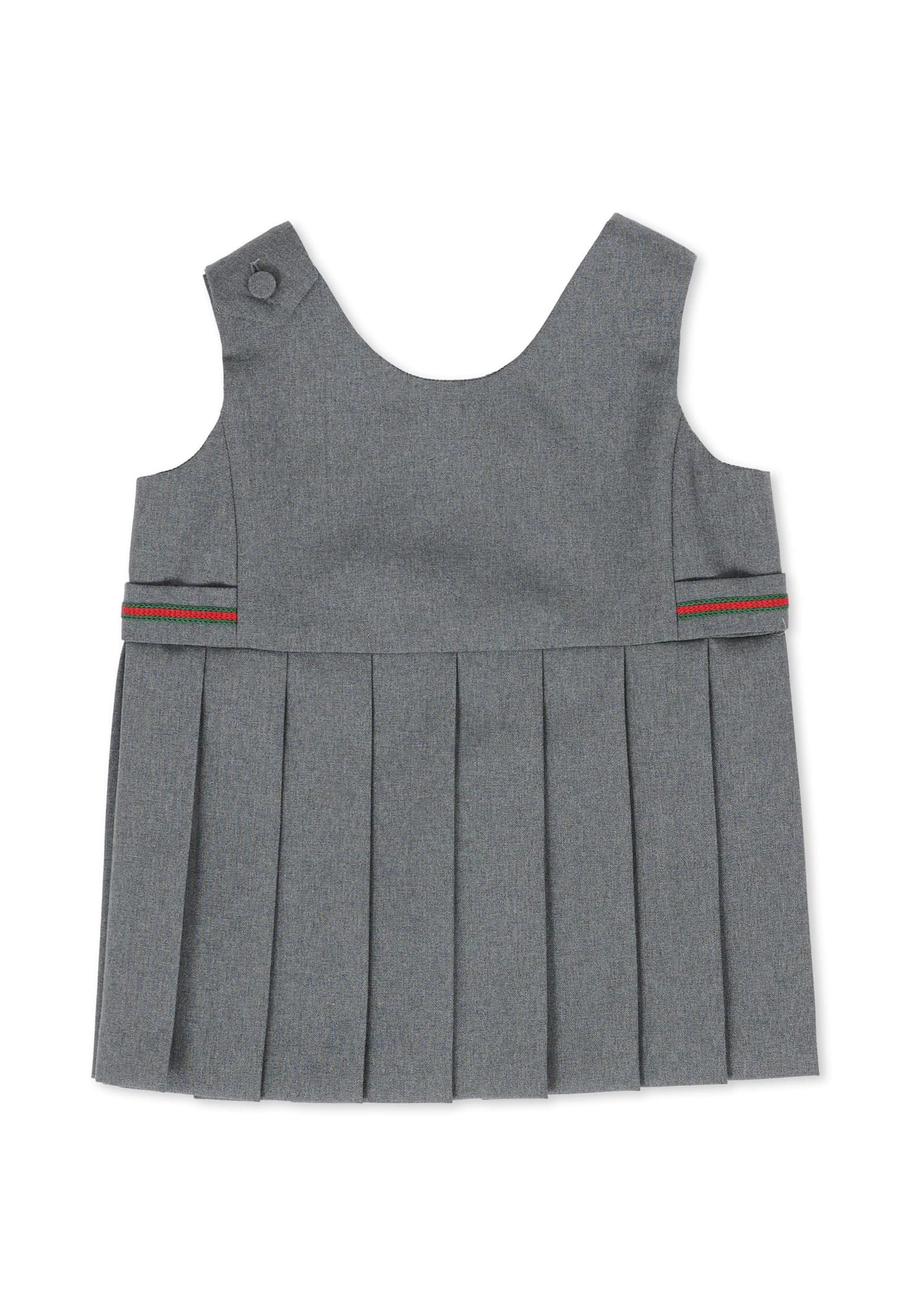 Gucci Grey Dress For Baby Girl With Web Detail In Gray