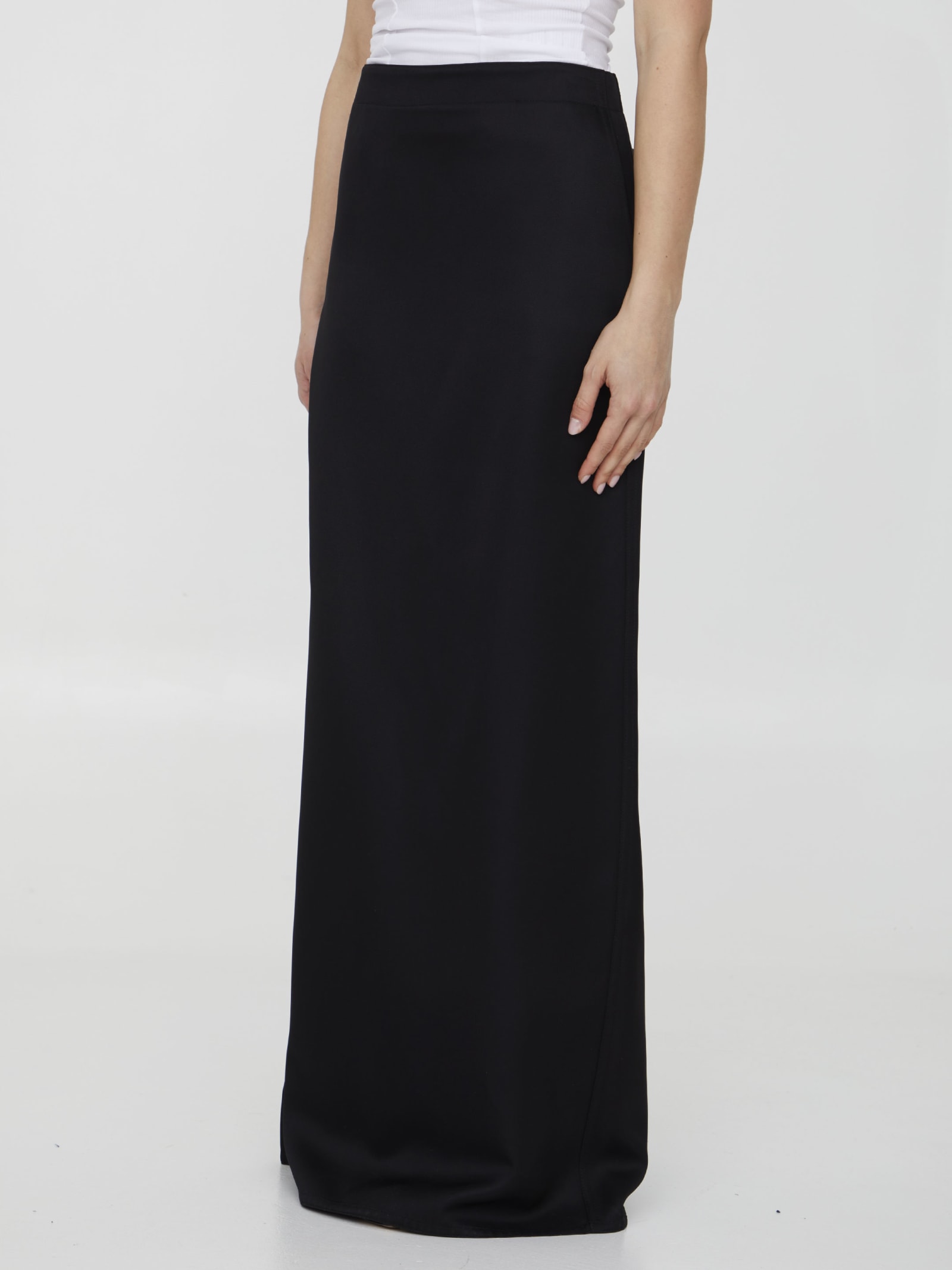 Bottega Veneta Silk Twill Skirt In Black