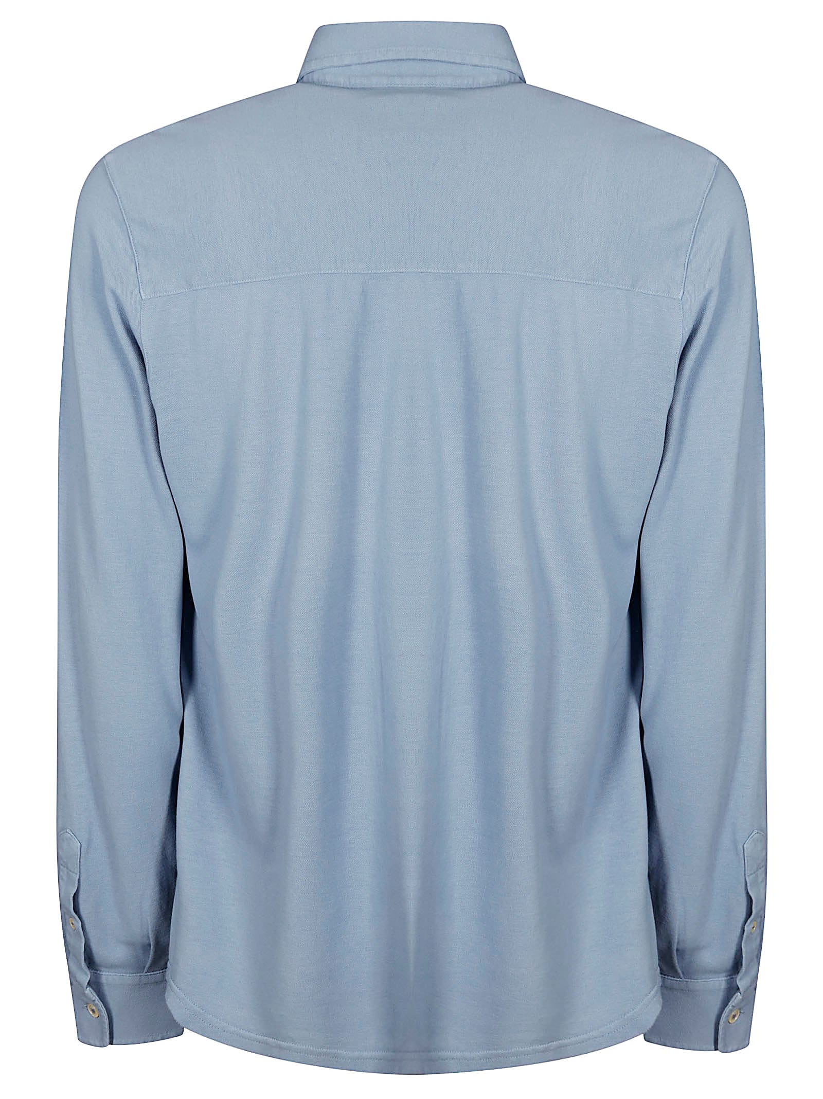 Fedeli Superlight Piquet Cotton Shirt With Classic Collar In Blue