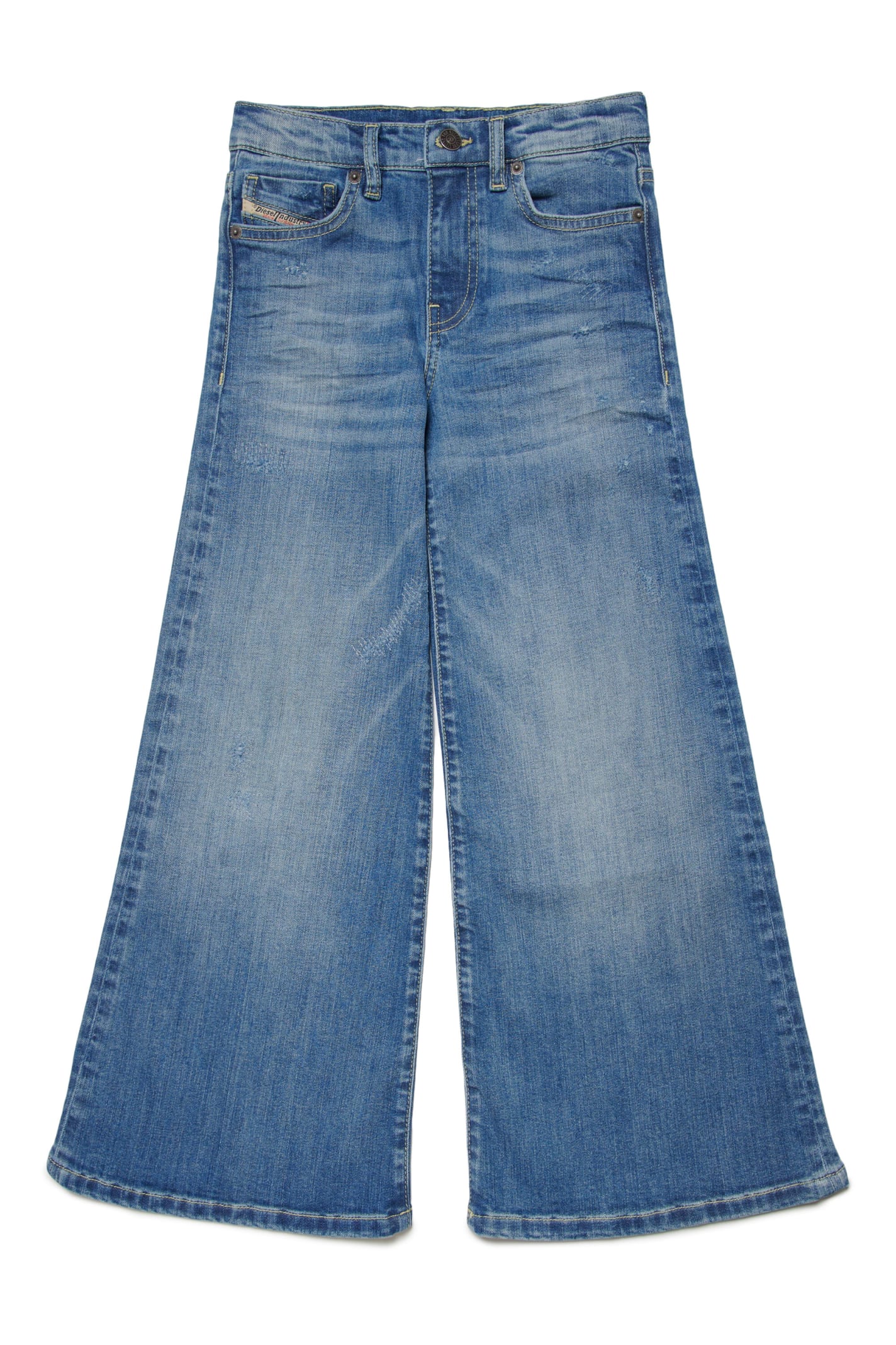 Shop Diesel 1978-j Trousers  Light Shaded Flare Jeans - 1978 In Blu Denim