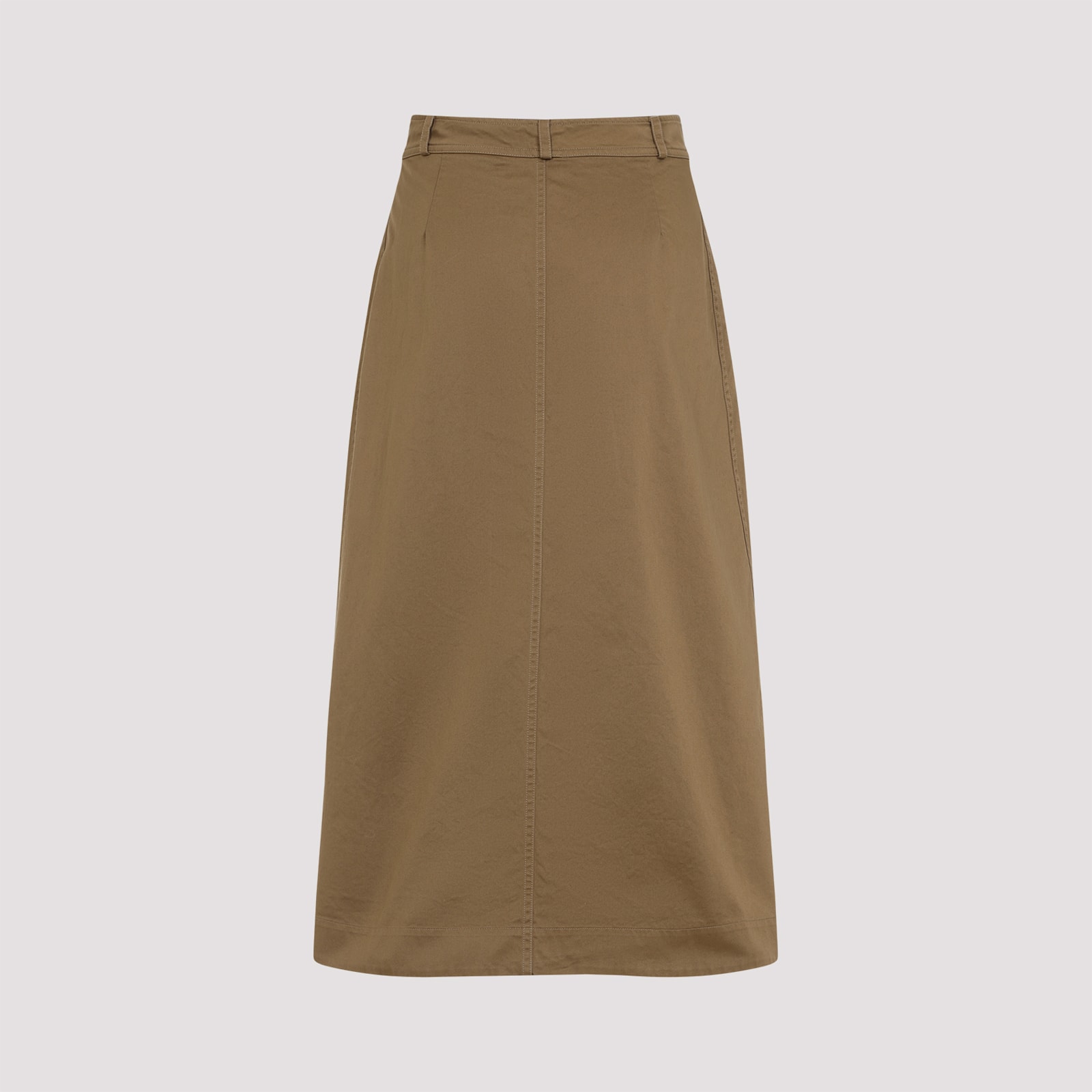 Saint Laurent Midi Skirt In Chatain