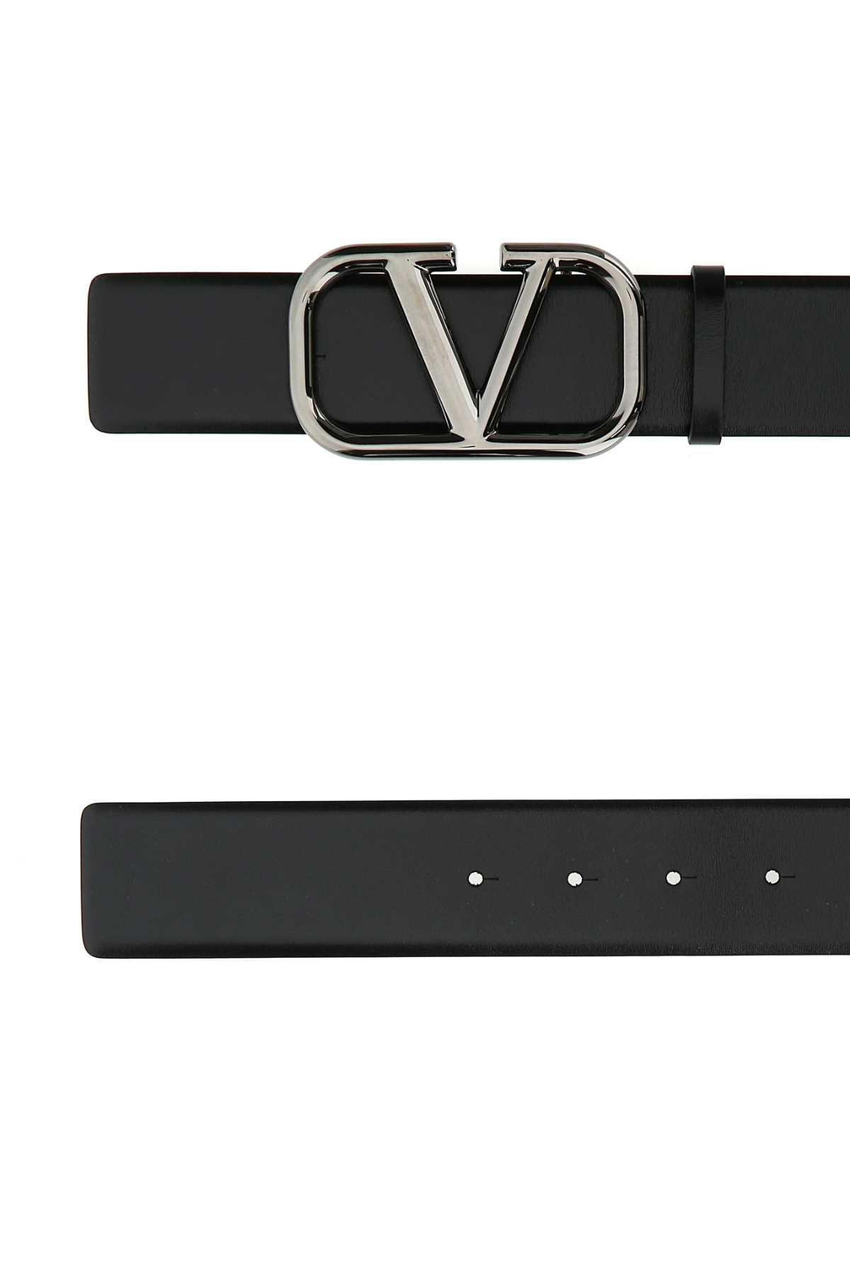 Shop Valentino Black Leather Vlogo Belt In 0no