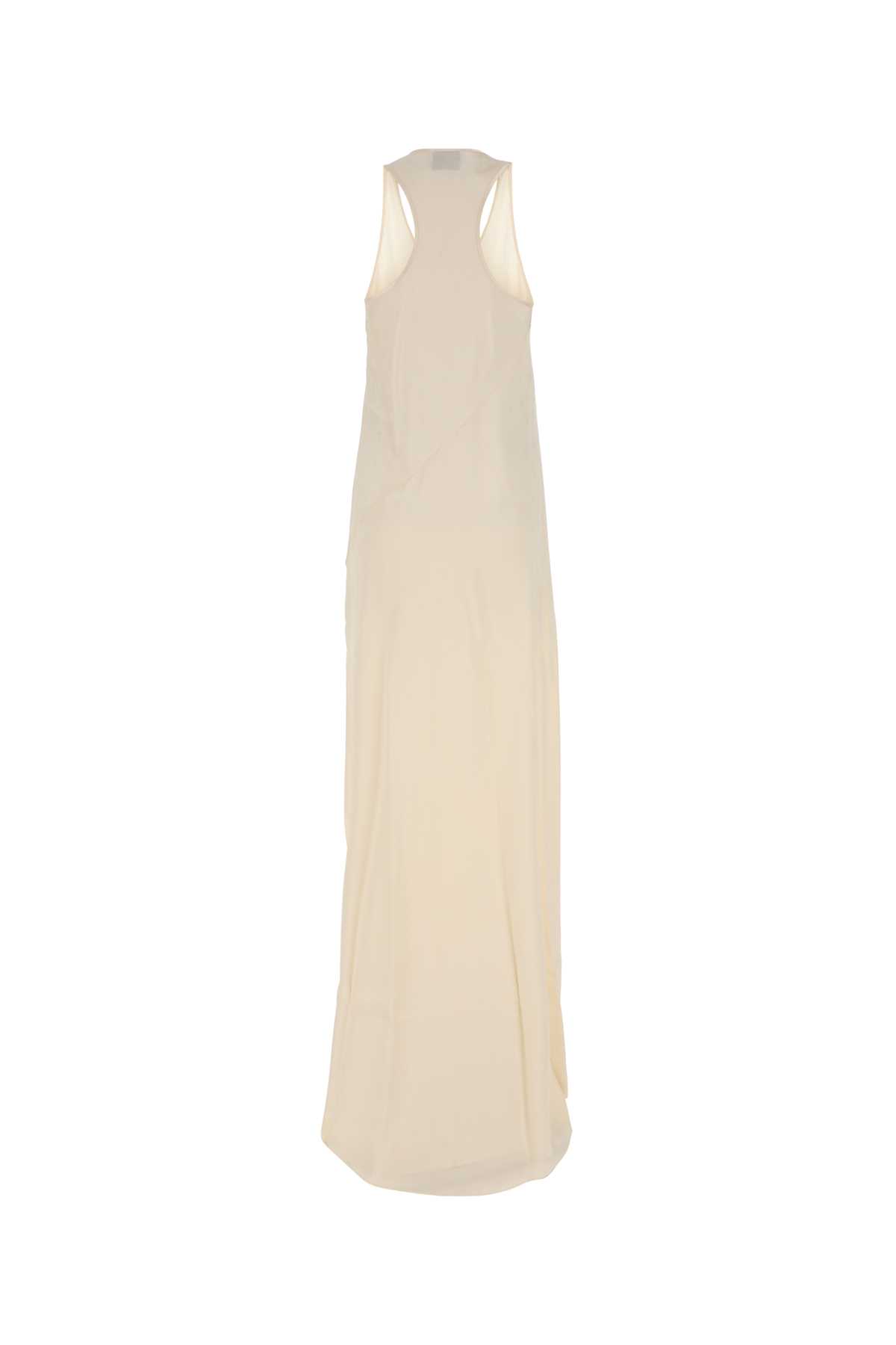 Shop Balenciaga Ivory Satin Long Dress In 9002