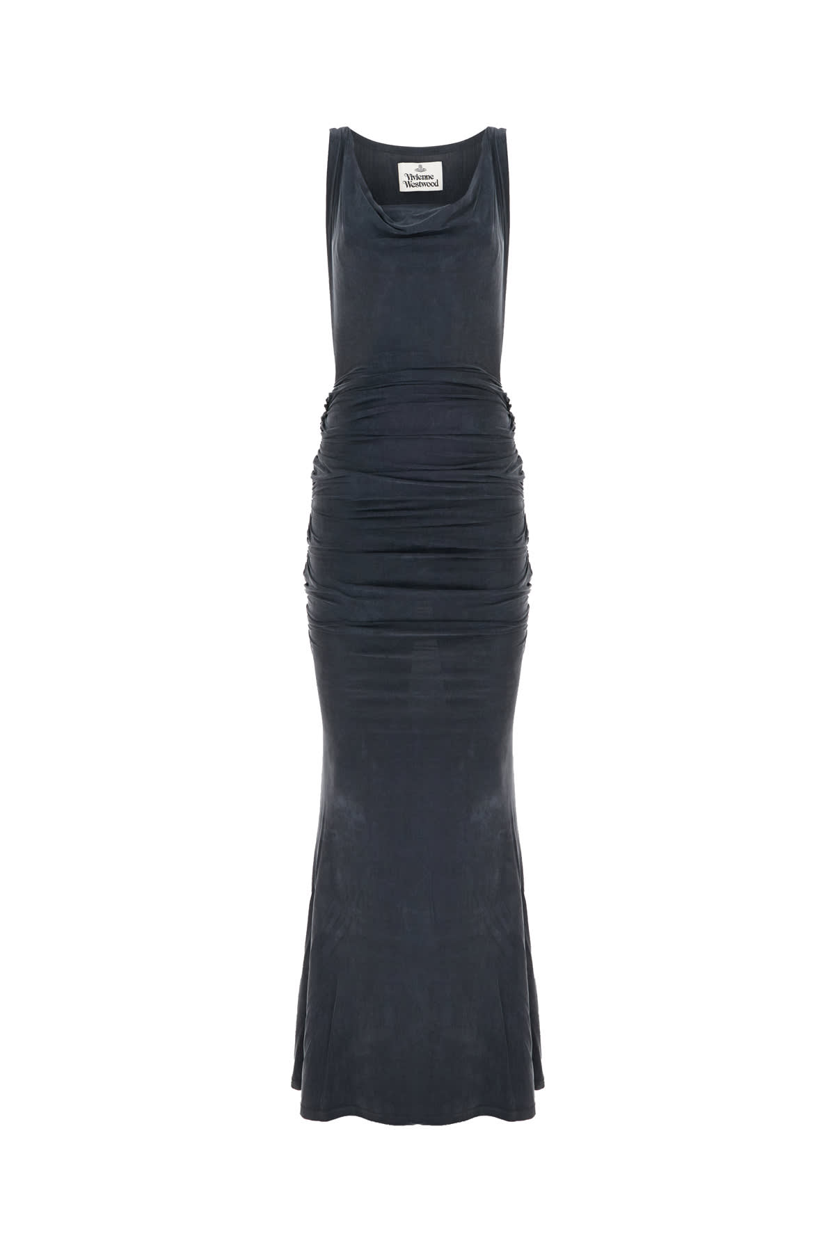 Vivienne Westwood Long Ginnie Pencil Dress Fluid Viscose Satin Black 40 Women