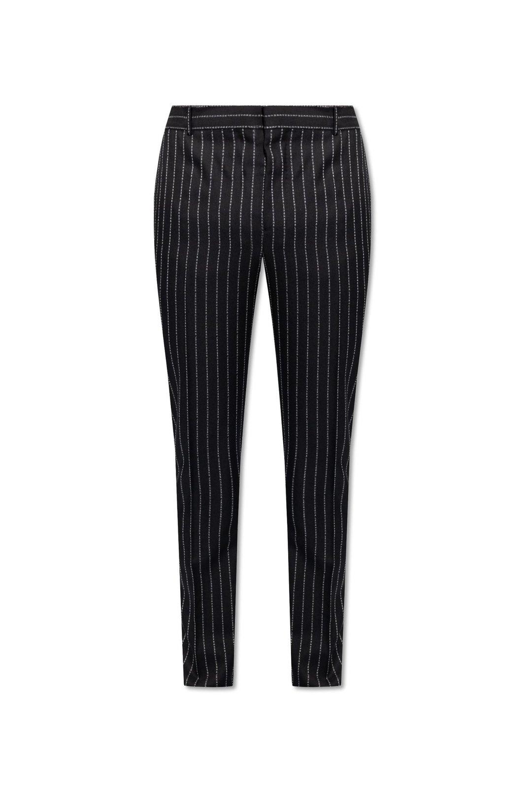 Shop Alexander Mcqueen Pinstriped Peat Front Trousers In Black