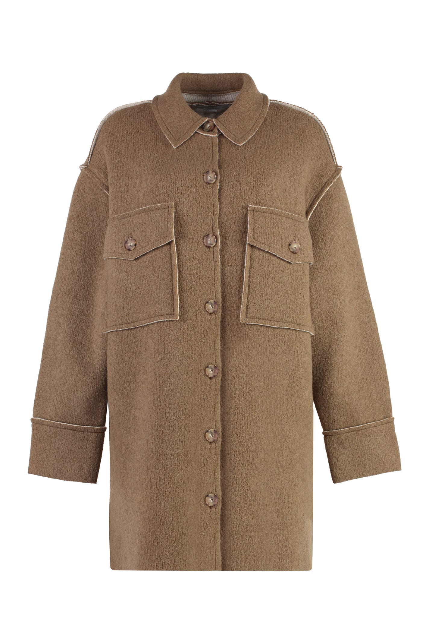 Shop Stella Mccartney Wool Overshirt In Beige