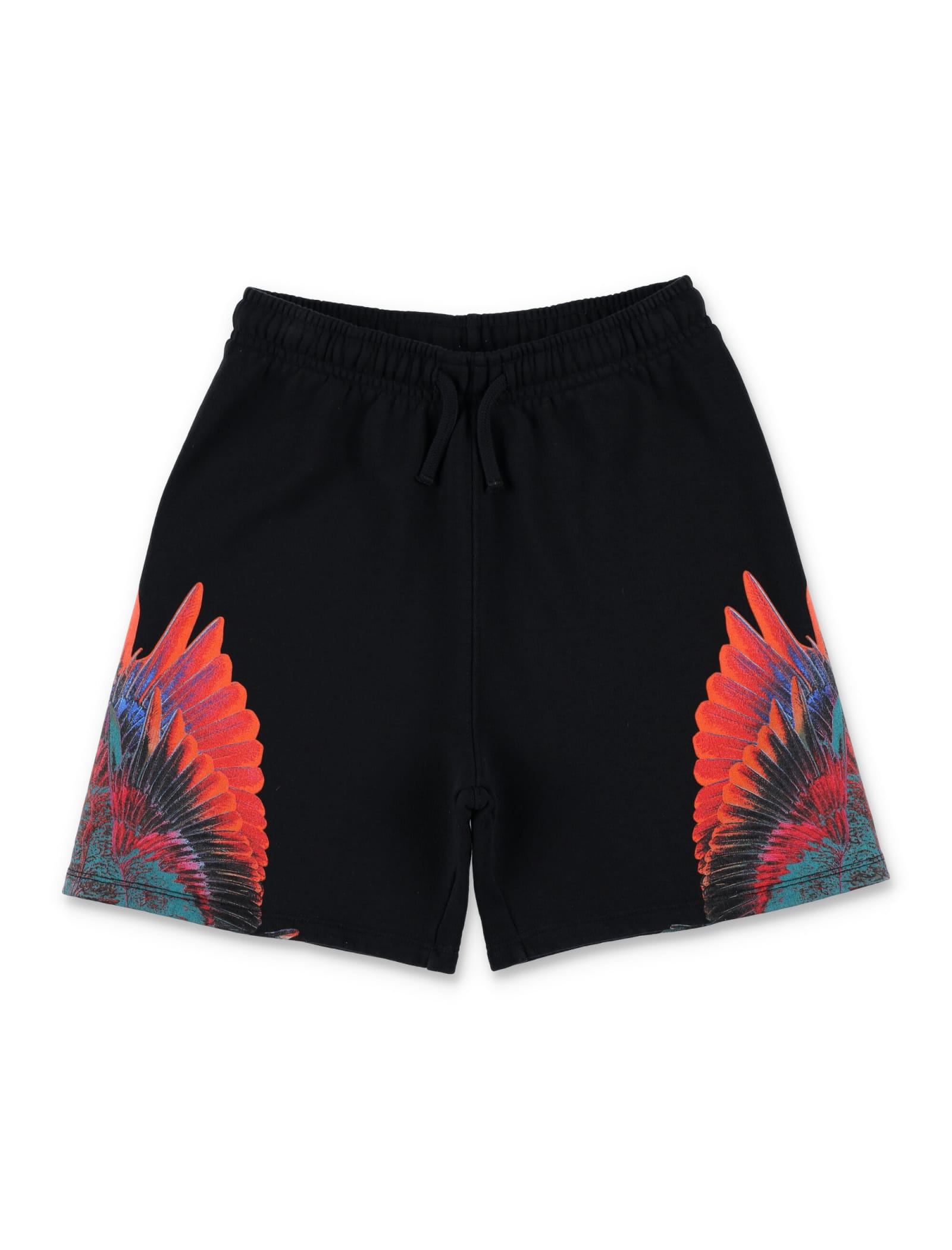 Marcelo Burlon County Of Milan Wings Printed Nylon Swim Shorts In Black Red