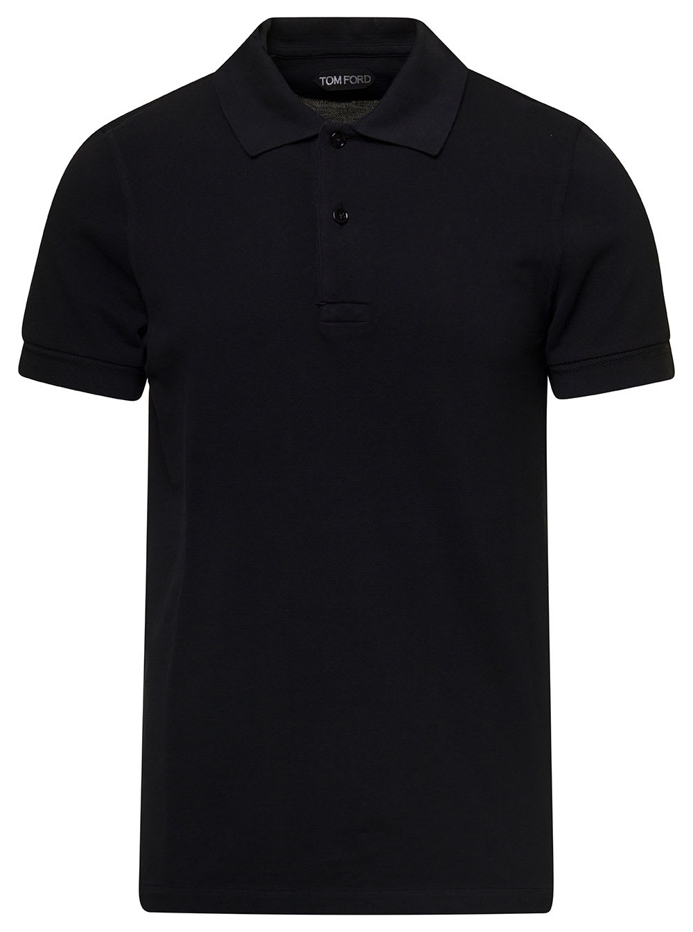Shop Tom Ford Black Short-sleeves Polo In Cotton Piquet Jersey Man