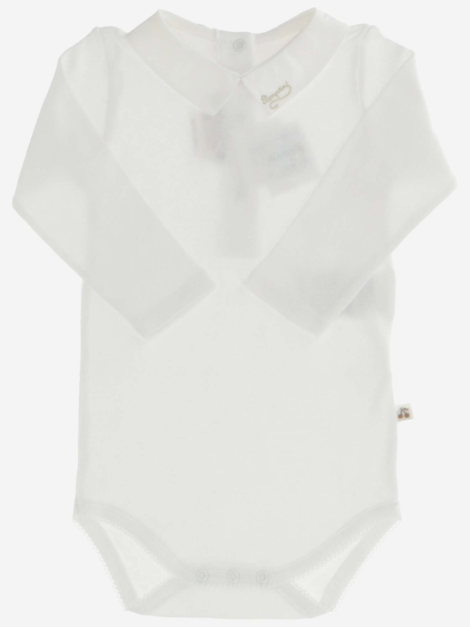 Bonpoint Cotton Bodysuit With Logo In White