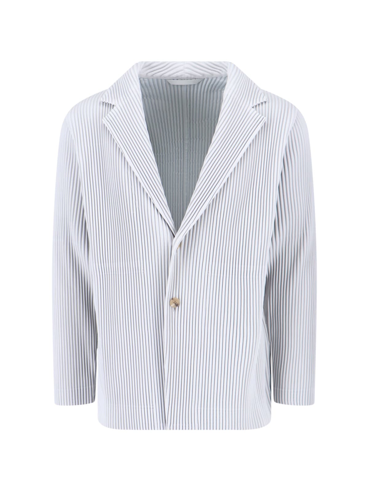 Issey Miyake Striped Pattern Blazer Notched Lapel In White